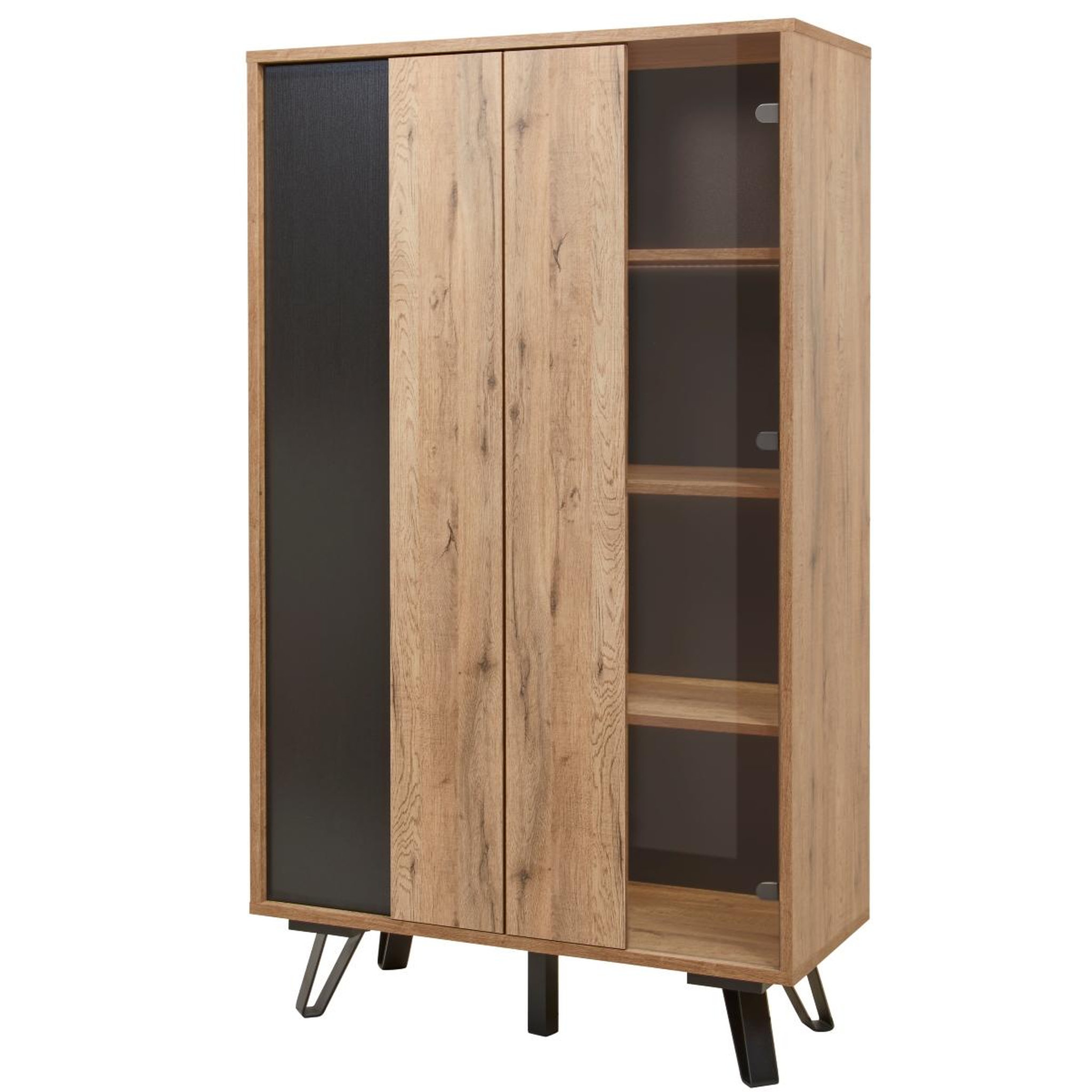 JLC KREATION Vitrine en bois avec porte vitrée avec led pedro