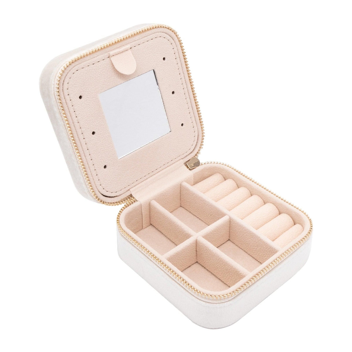 SLOYA Boîte à bijoux velours blanc coton