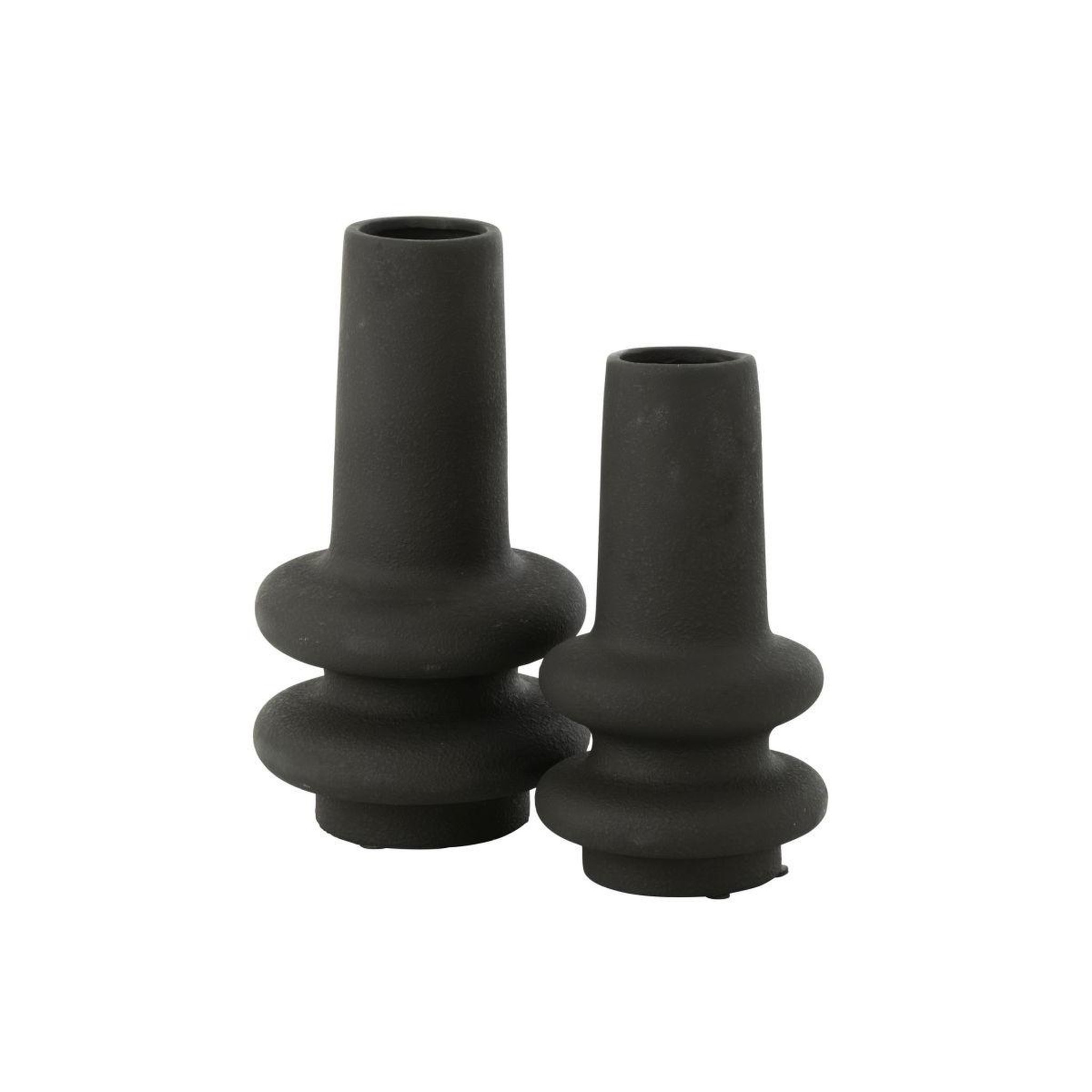 Voir la diapositive 2 : J-LINE Vase déco en argile  lyra  32cm noir