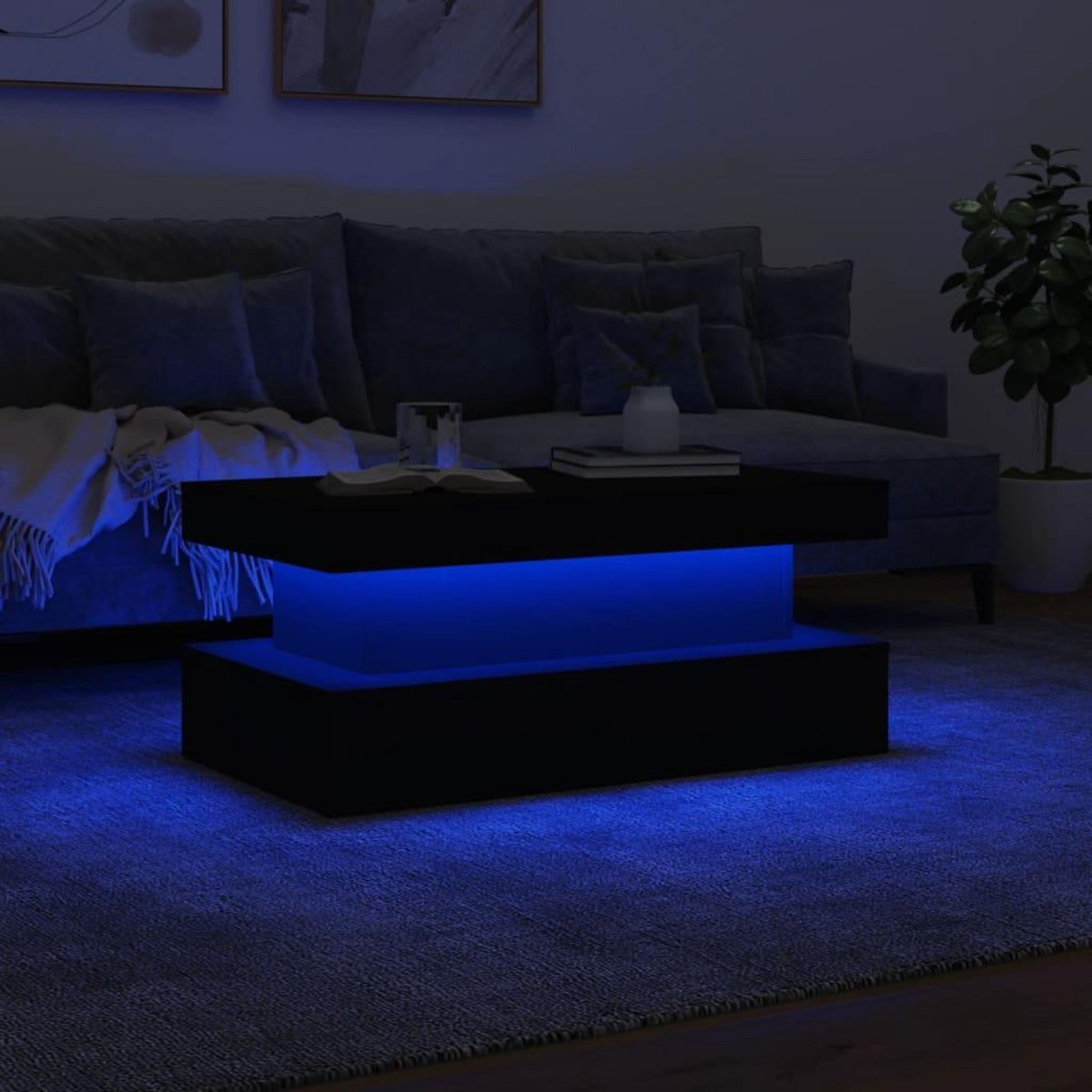 VIDAXL Table basse avec lumieres LED blanc 90x50x40 cm
