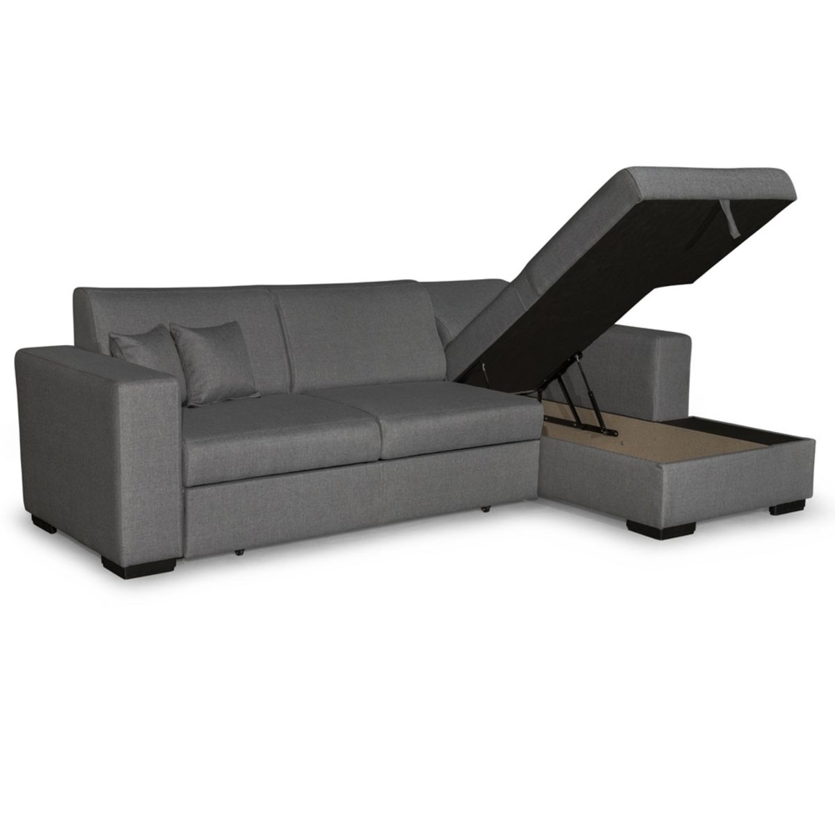 Canapé d'angle droit convertible 4 places avec coffre  de rangement revêtement tissu CARIBEA 