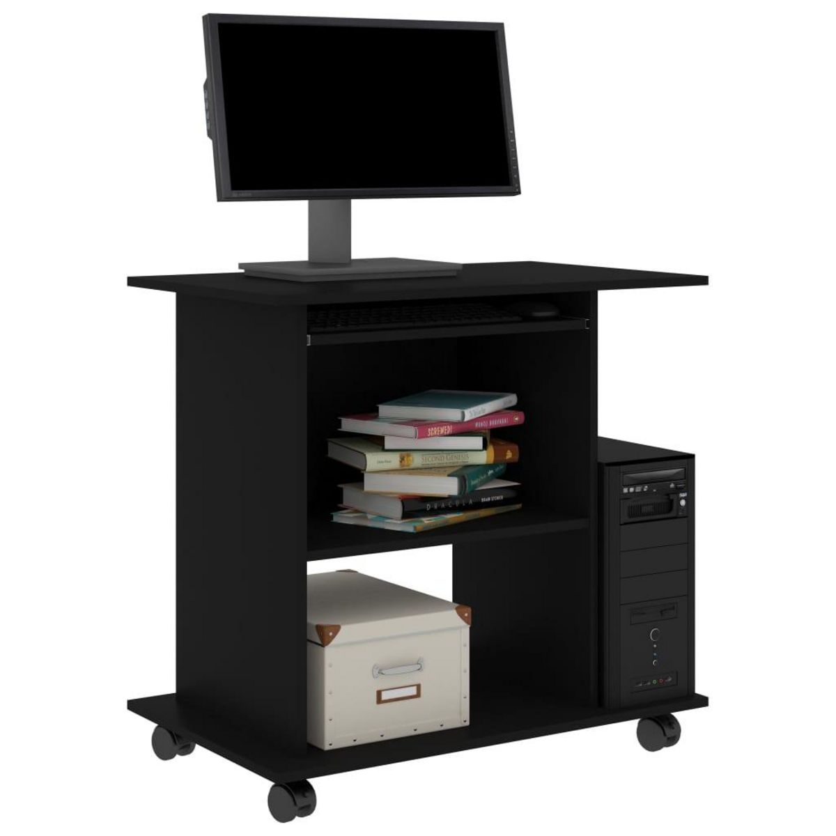 VIDAXL Bureau d'ordinateur Noir 80x50x75 cm Bois d'ingenierie