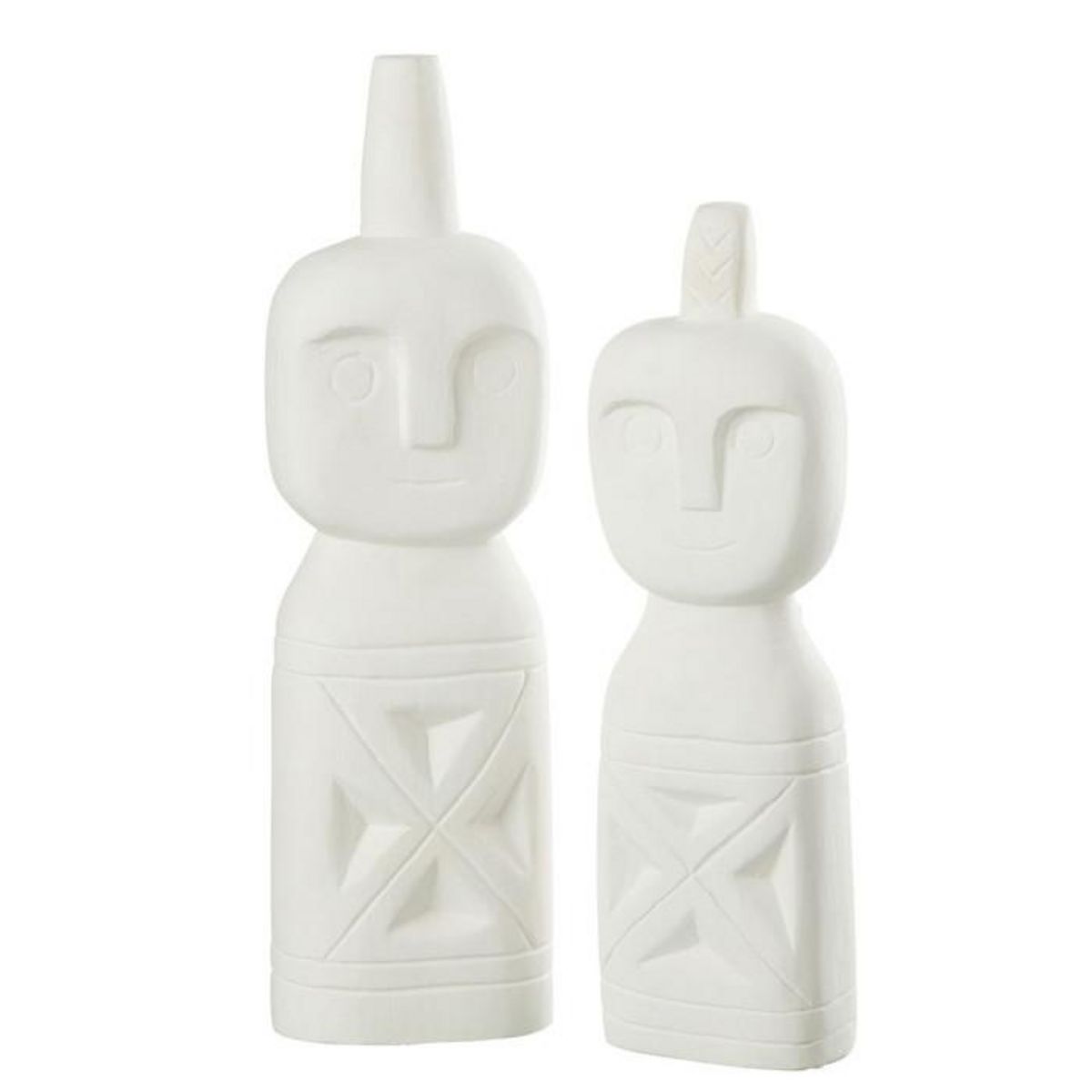 Paris Prix Lot de 2 Statues Déco  Personnage Africain  40cm Blanc