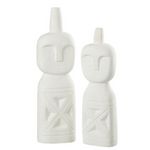 Paris Prix Lot de 2 Statues Déco  Personnage Africain  40cm Blanc