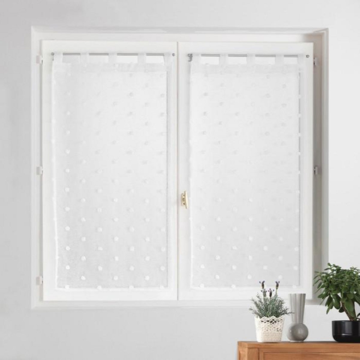 Paris Prix Paire de Voilages à Passants  Pompinou  60x120cm Blanc