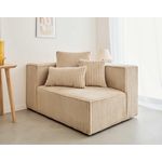 LISA DESIGN Colombine - module d'assise gauche - en velours côtelé grosses côtes. Coloris disponibles : Vert