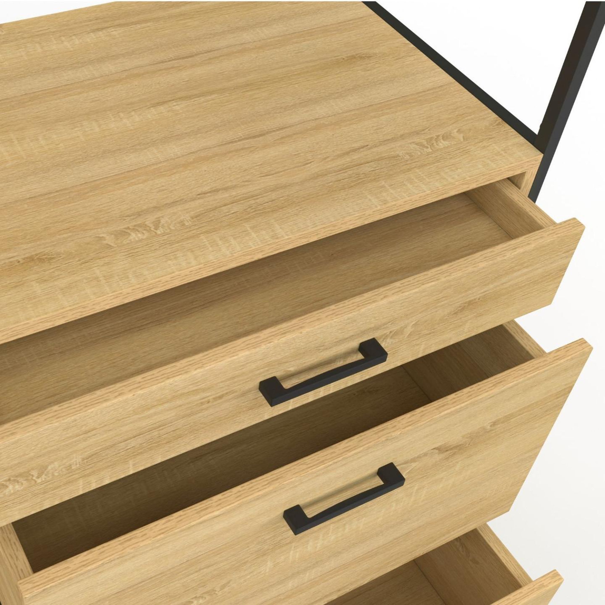 Voir la diapositive 6 : ID MARKET Buffet casserolier de cuisine 140 cm detroit 5 portes + 3 tiroirs design industriel