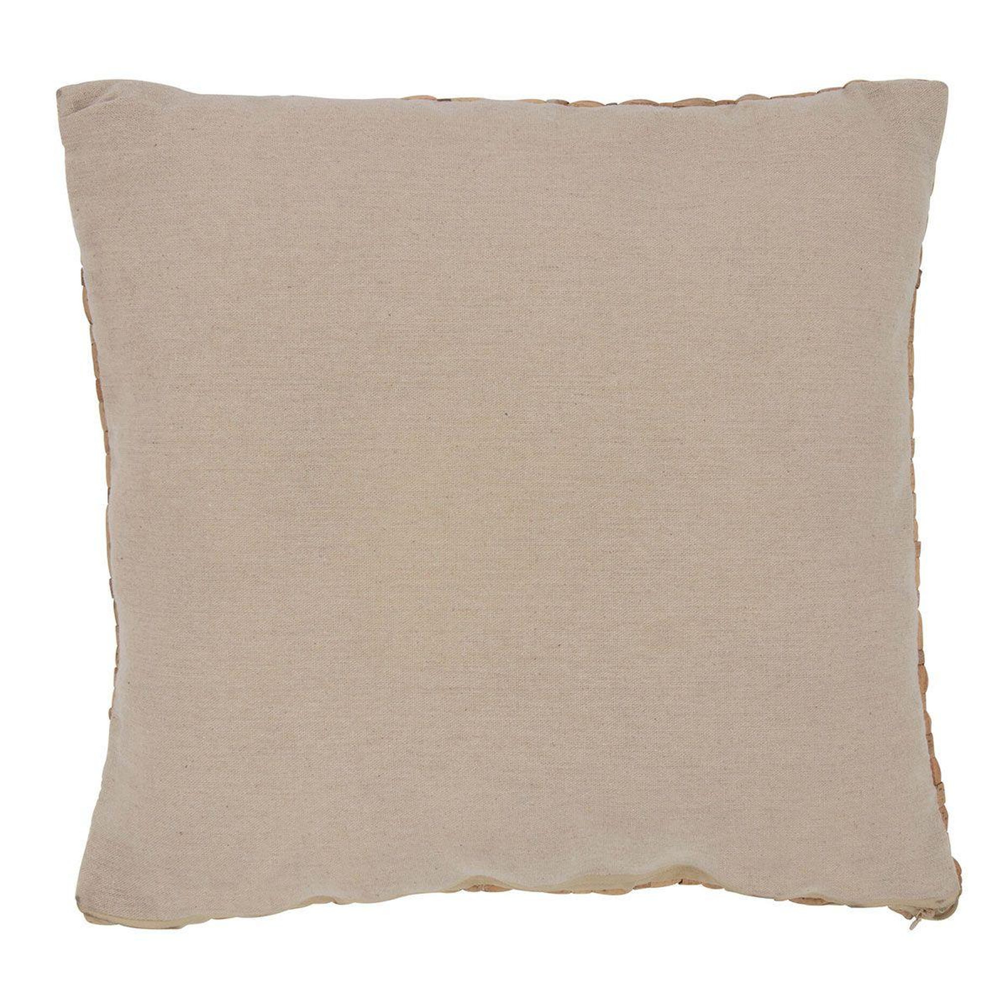 Voir la diapositive 2 : J-LINE Coussin déco carré  mayssa  45x45cm naturel