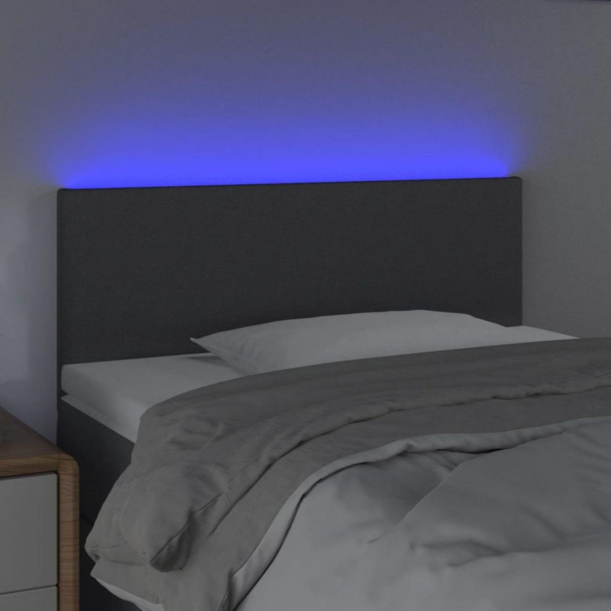 VIDAXL Tete de lit a LED Gris fonce 100x5x78/88 cm Tissu