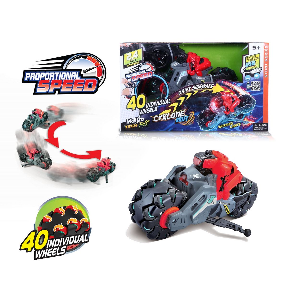 BURAGO Moto cyklone drift avec roues dérapantes 2.4 GHz