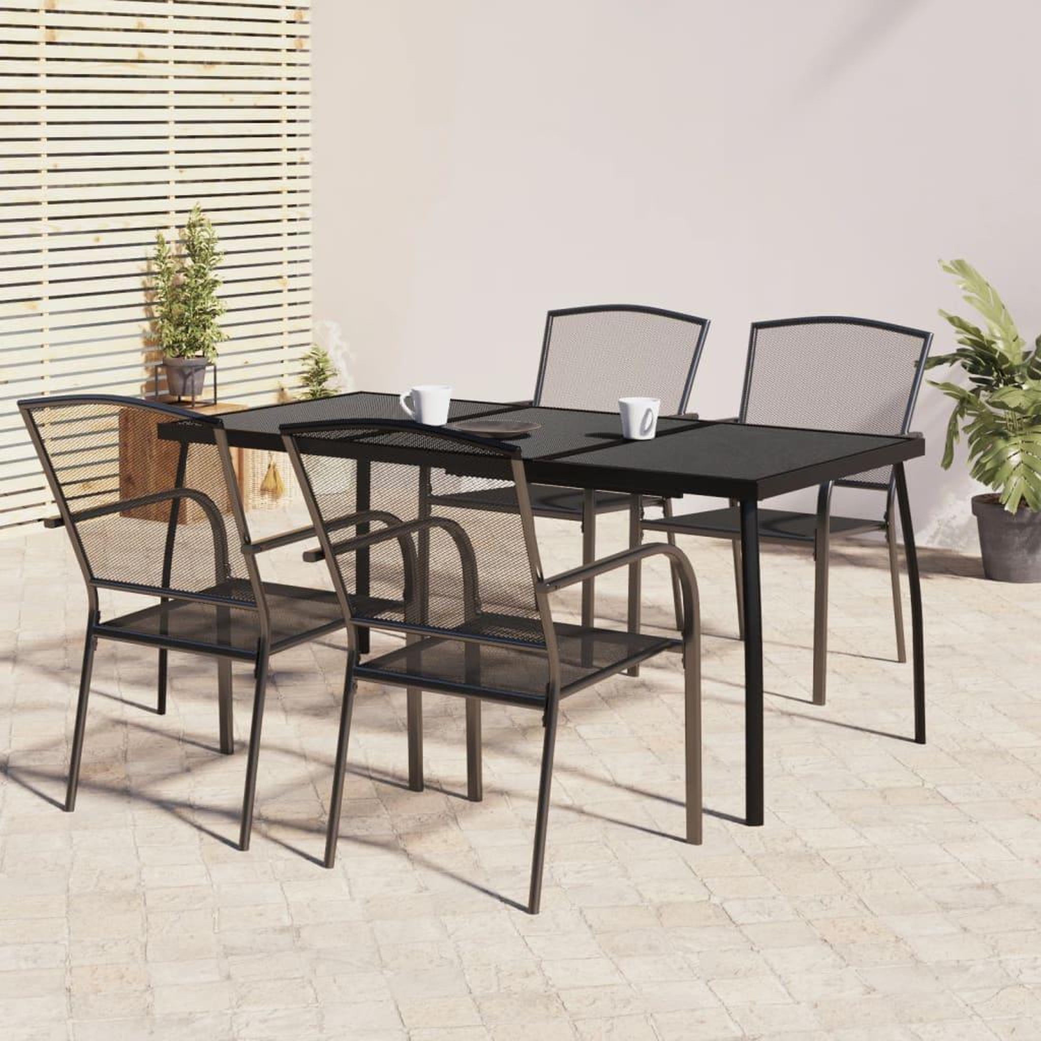 VIDAXL Ensemble a manger de jardin 5 pcs anthracite acier