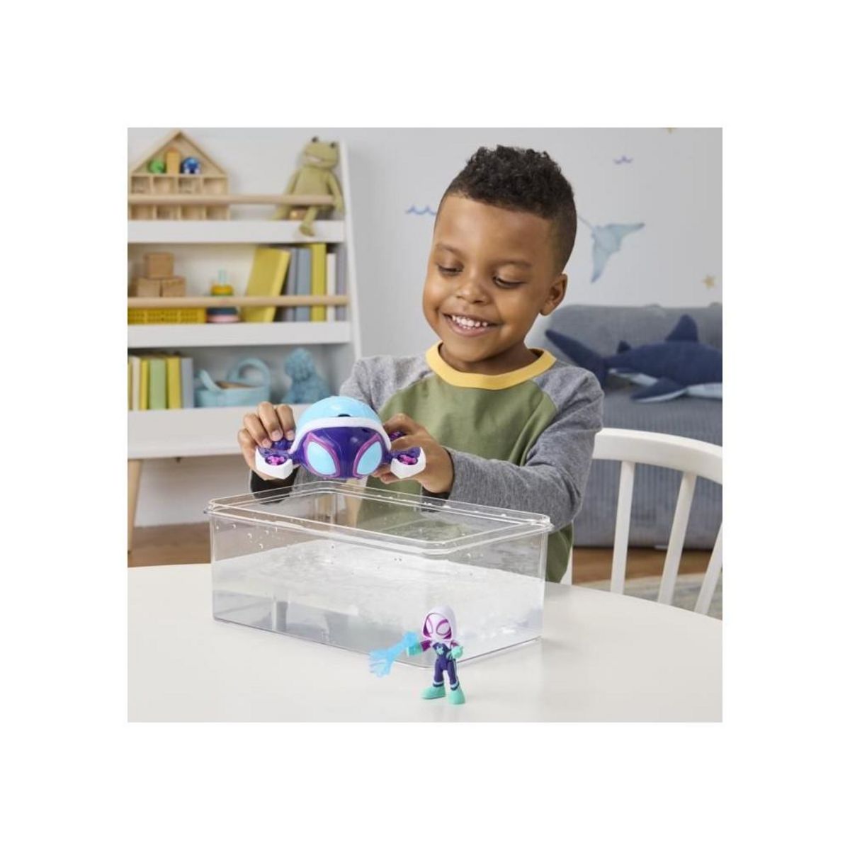 HASBRO Figurine et véhicule Ghost-Spider Water-Webs Tortue fantôme, Marvel Spidey et ses Amis Extraordinaires, Des 4 ans