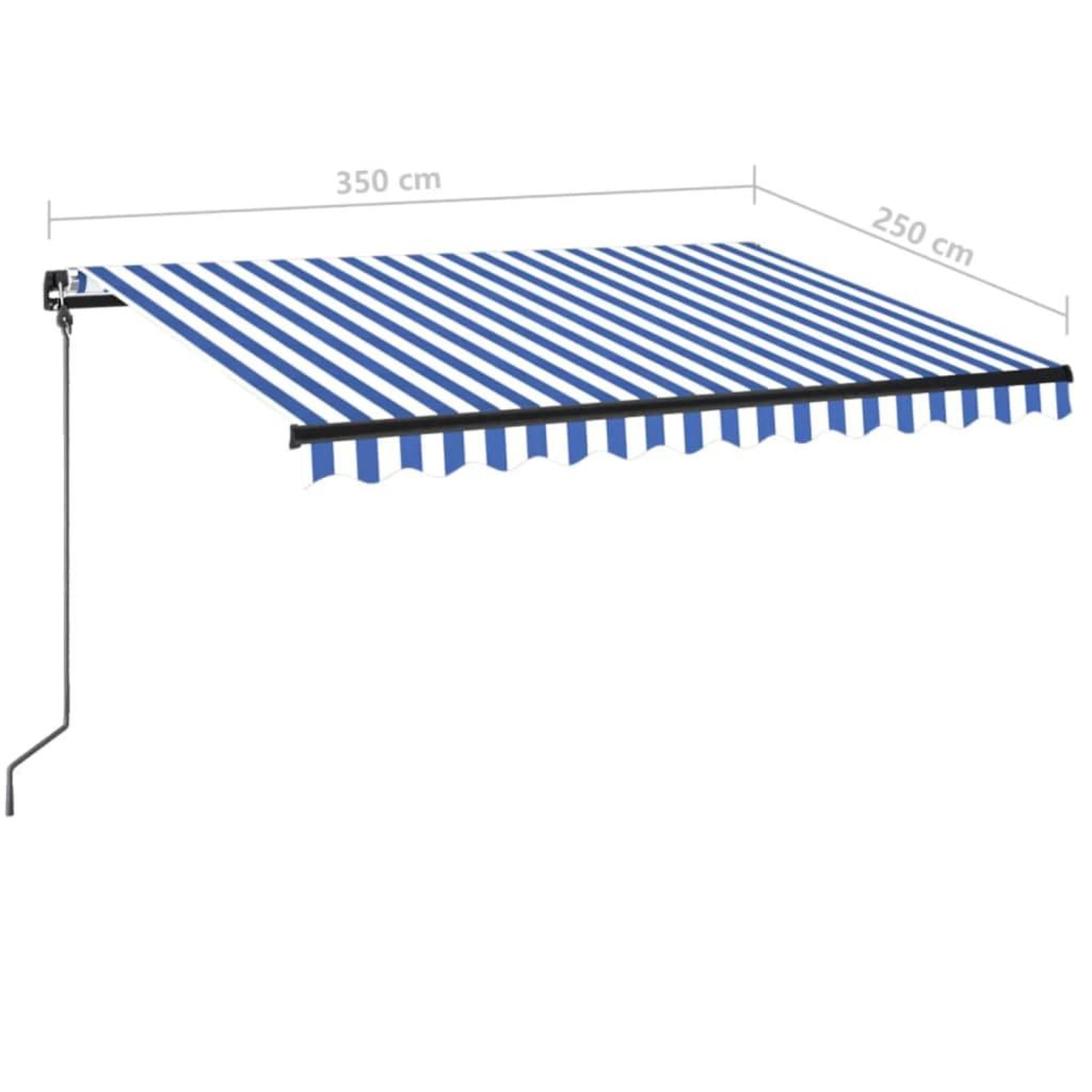 Voir la diapositive 6 : VIDAXL Auvent manuel retractable avec LED 350x250 cm Bleu et blanc