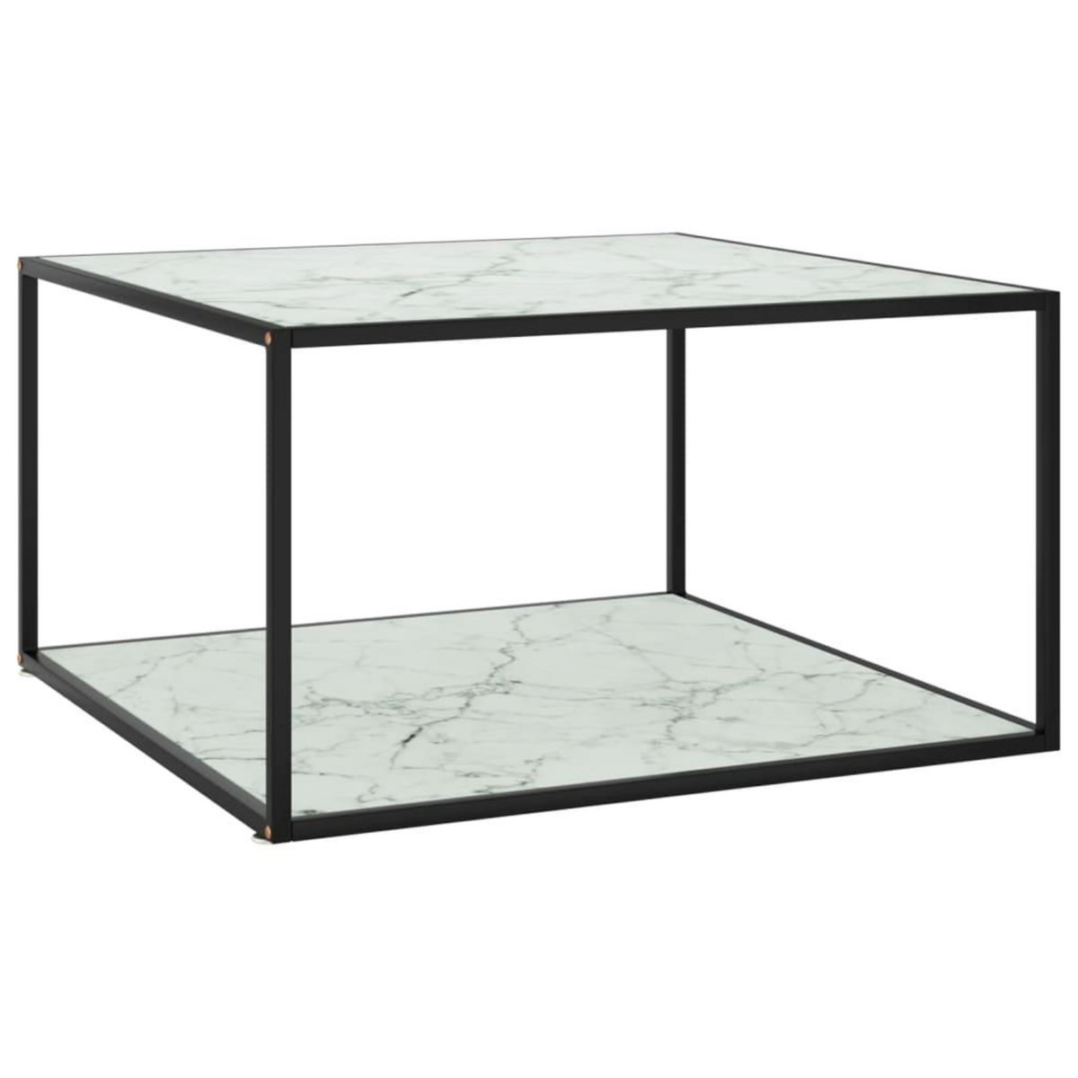 VIDAXL Table basse Noir avec verre marbre blanc 90x90x50 cm