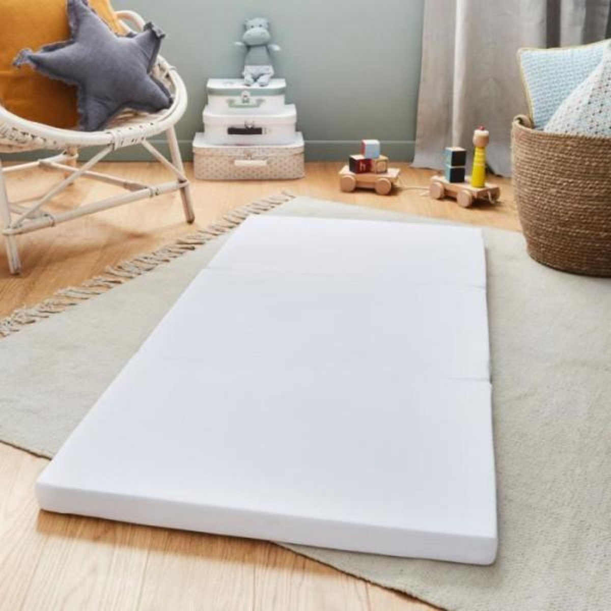 P'TIT LIT Matelas de Voyage Bébé - Pliant - 60x120x4 cm - Pliable : Idéal pour couchage d'appoint - Déhoussable