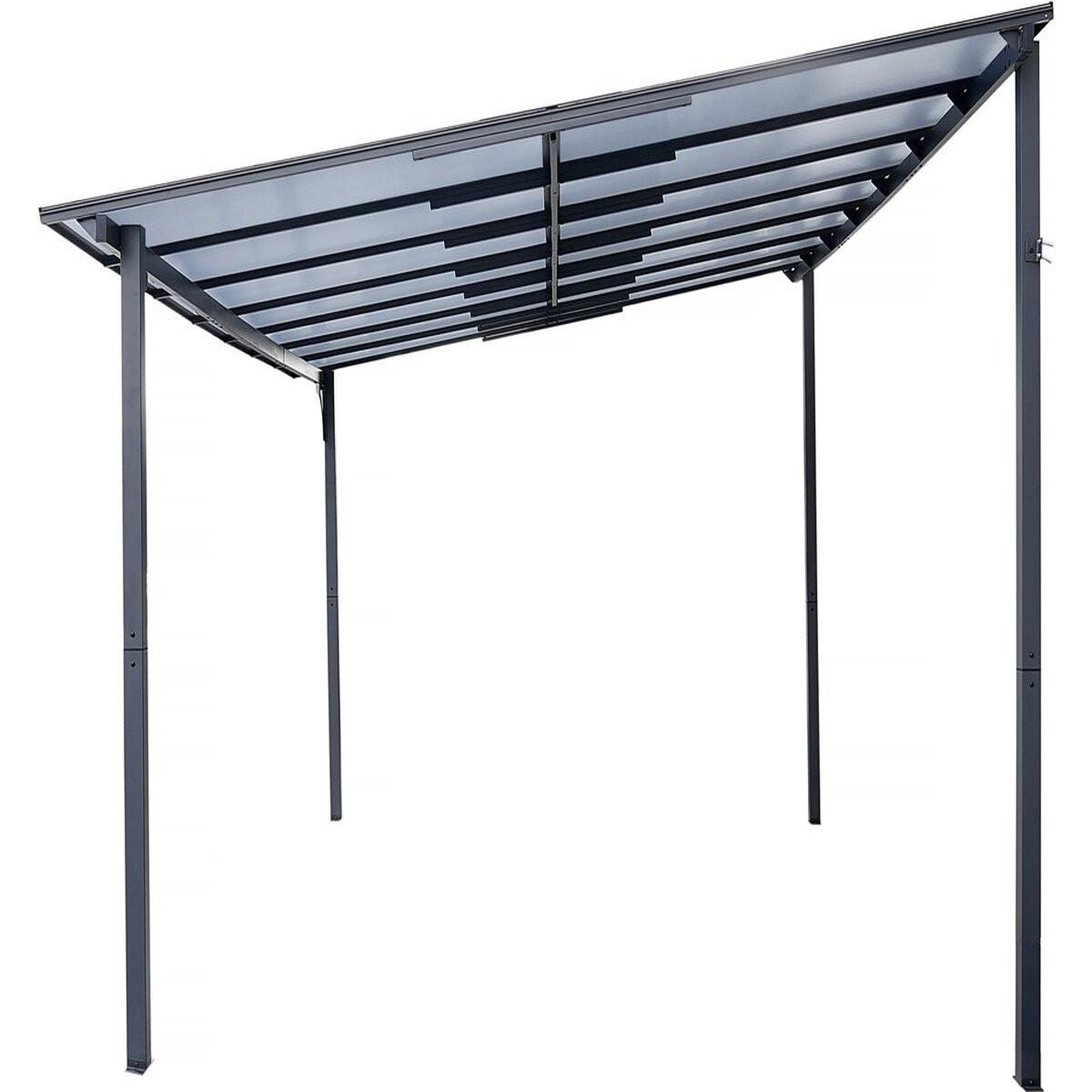 Voir la diapositive 4 : Habitat et Jardin Pergola tonnelle adossée  marvin  - 4 x 3 m - 423 x 298 x 243 cm - gris foncé