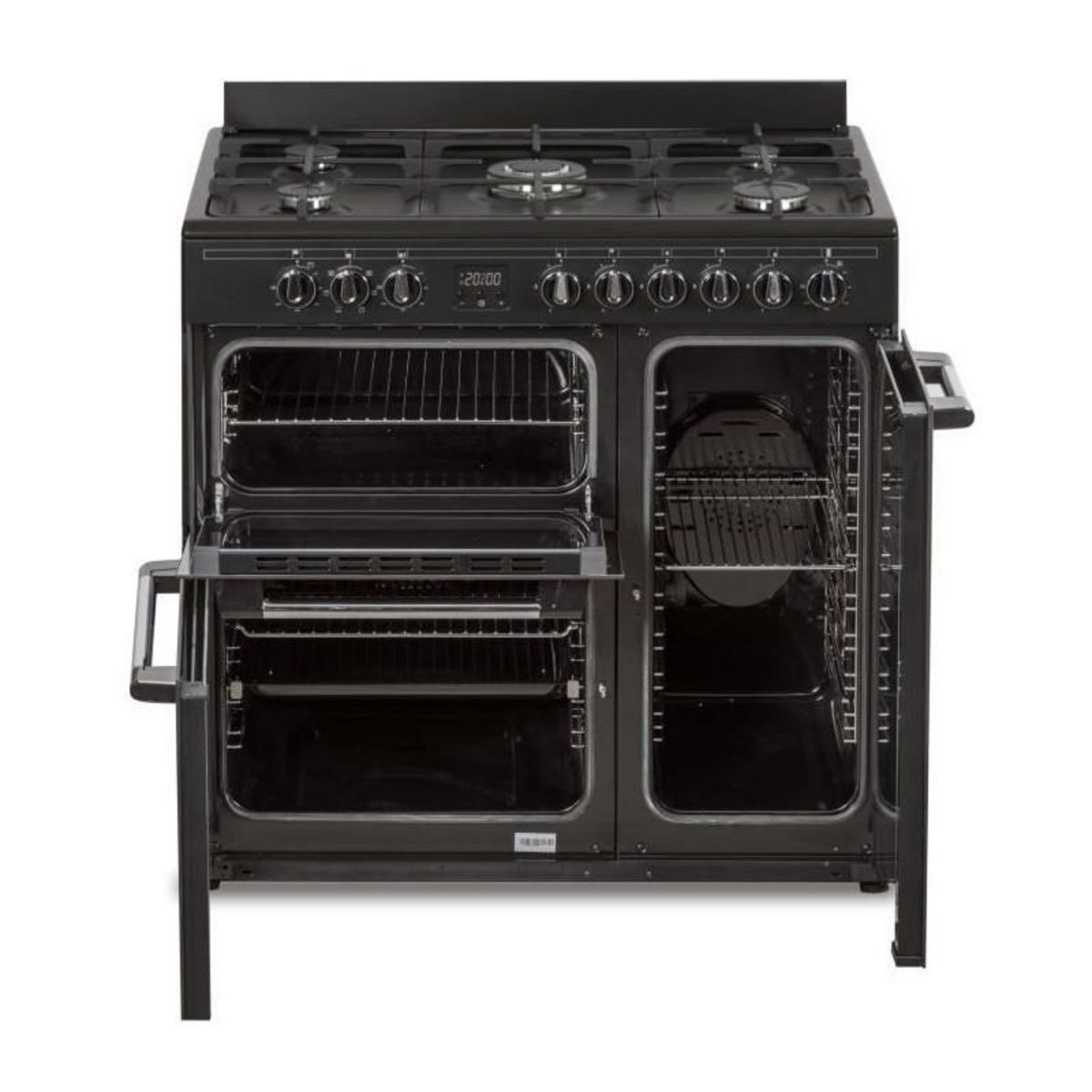 CONTINENTAL EDISON Cuisiniere piano gaz 3 fours electriques CONTINENTAL EDISON CECP903FB - 5 feux - Noir - Largeur 90 cm