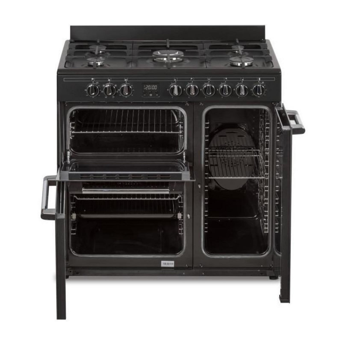 CONTINENTAL EDISON Cuisiniere piano gaz 3 fours electriques CONTINENTAL EDISON CECP903FB - 5 feux - Noir - Largeur 90 cm