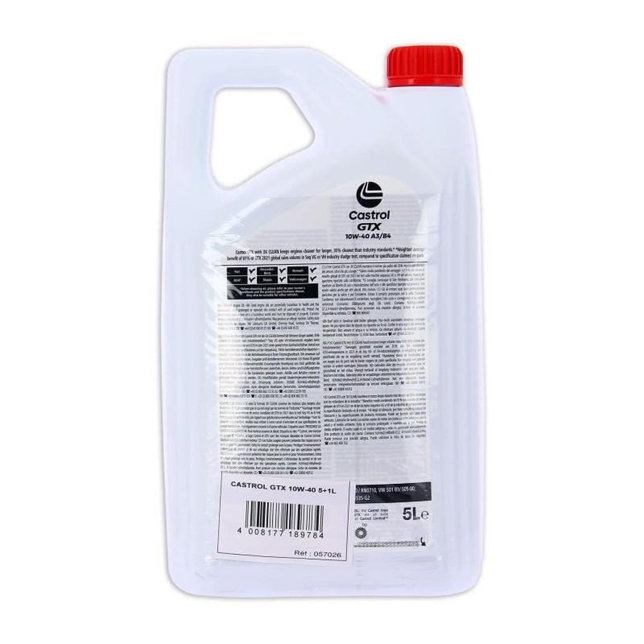 Voir la diapositive 6 : CASTROL Huile Moteur - CASTROL GTX - 10W-40 A3/B4 - 5L+1L - 057026