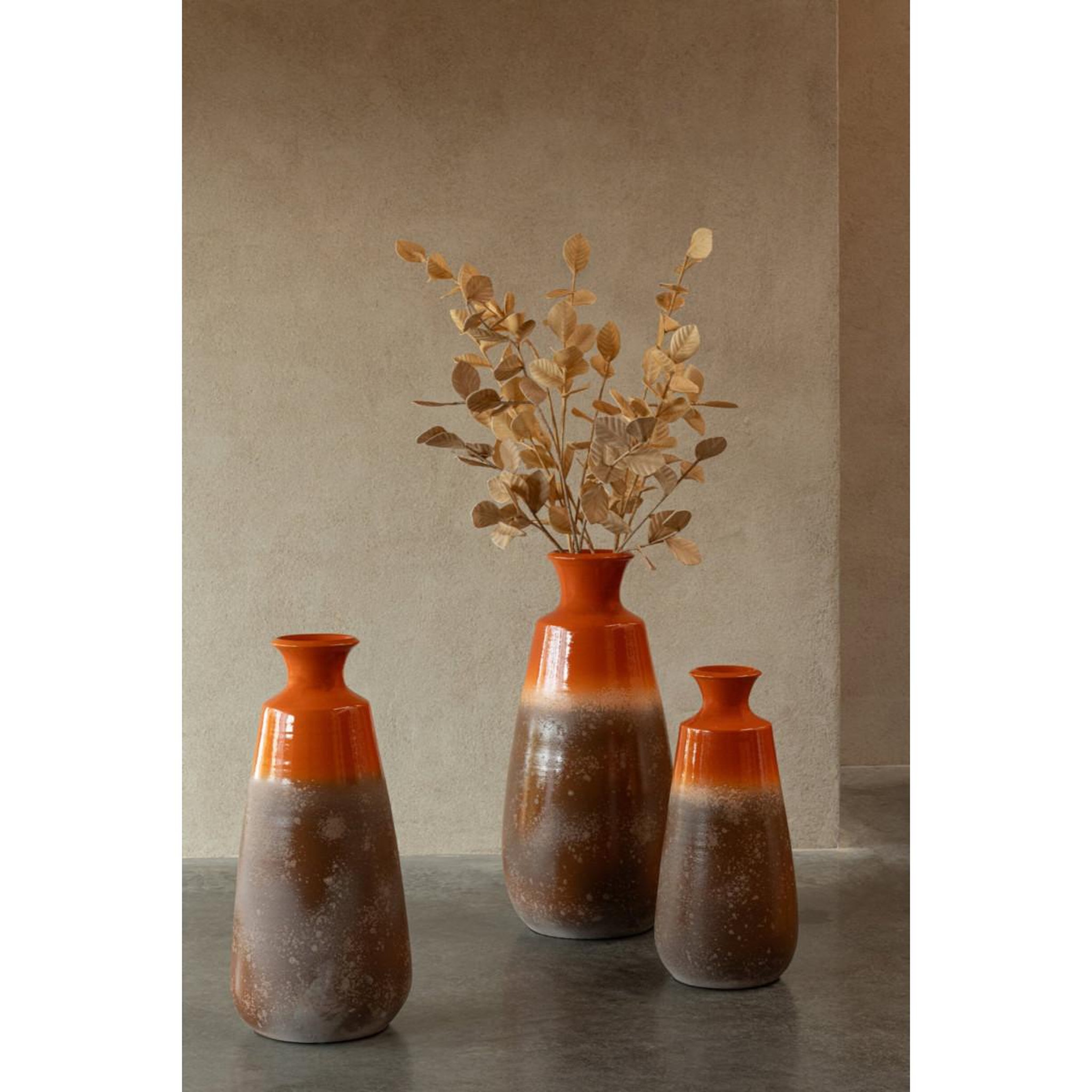 Voir la diapositive 4 : J-LINE Vase en céramique  terra alta  55cm orange & marron