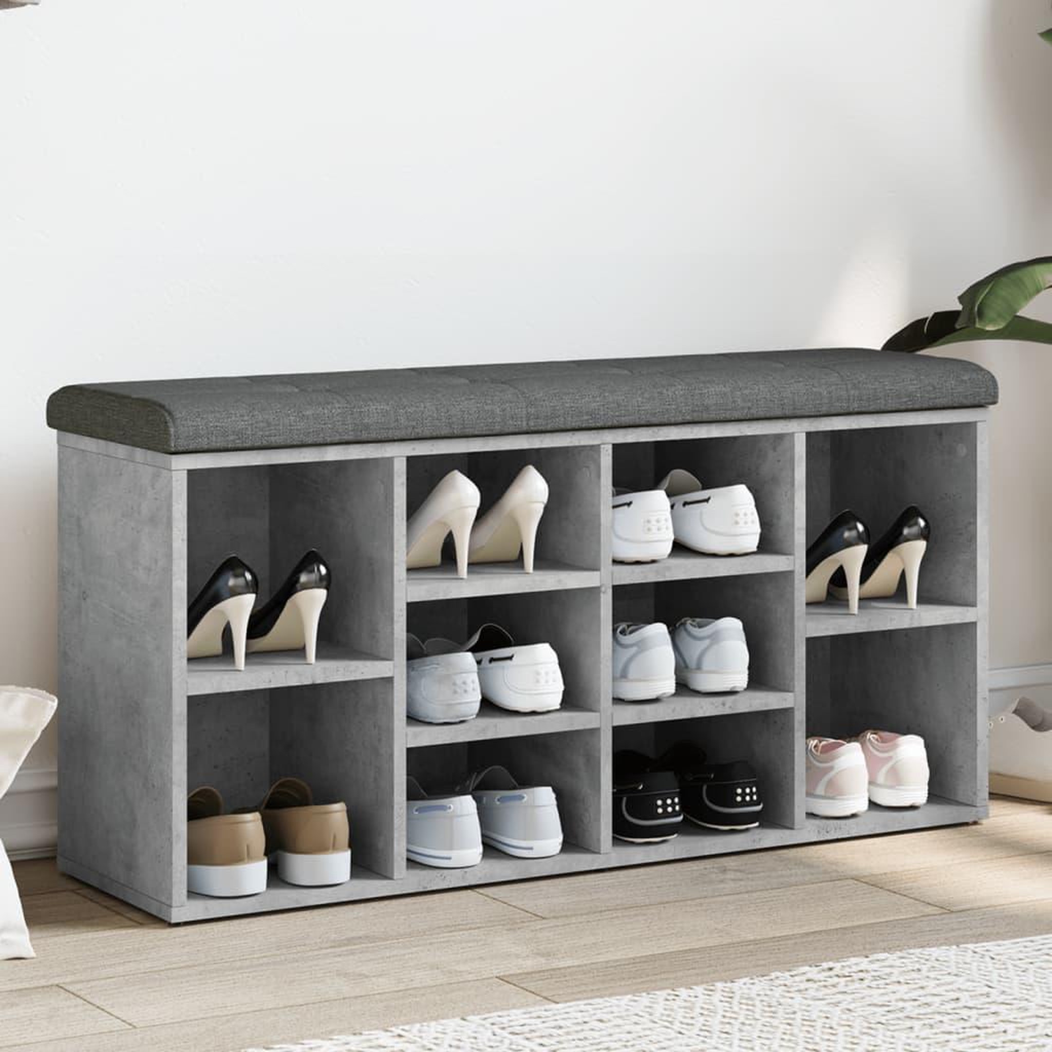VIDAXL Banc a chaussures gris beton 102x32x50 cm bois d'ingenierie