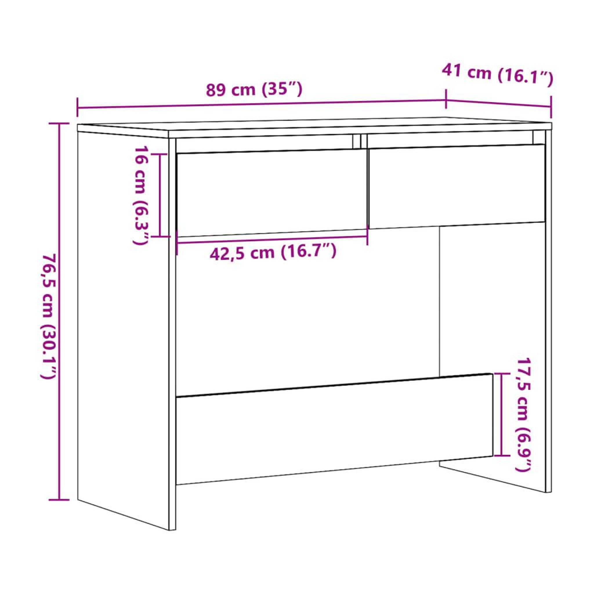 Voir la diapositive 6 : VIDAXL Table console chene artisanal 89x41x76,5 cm bois d'ingenierie