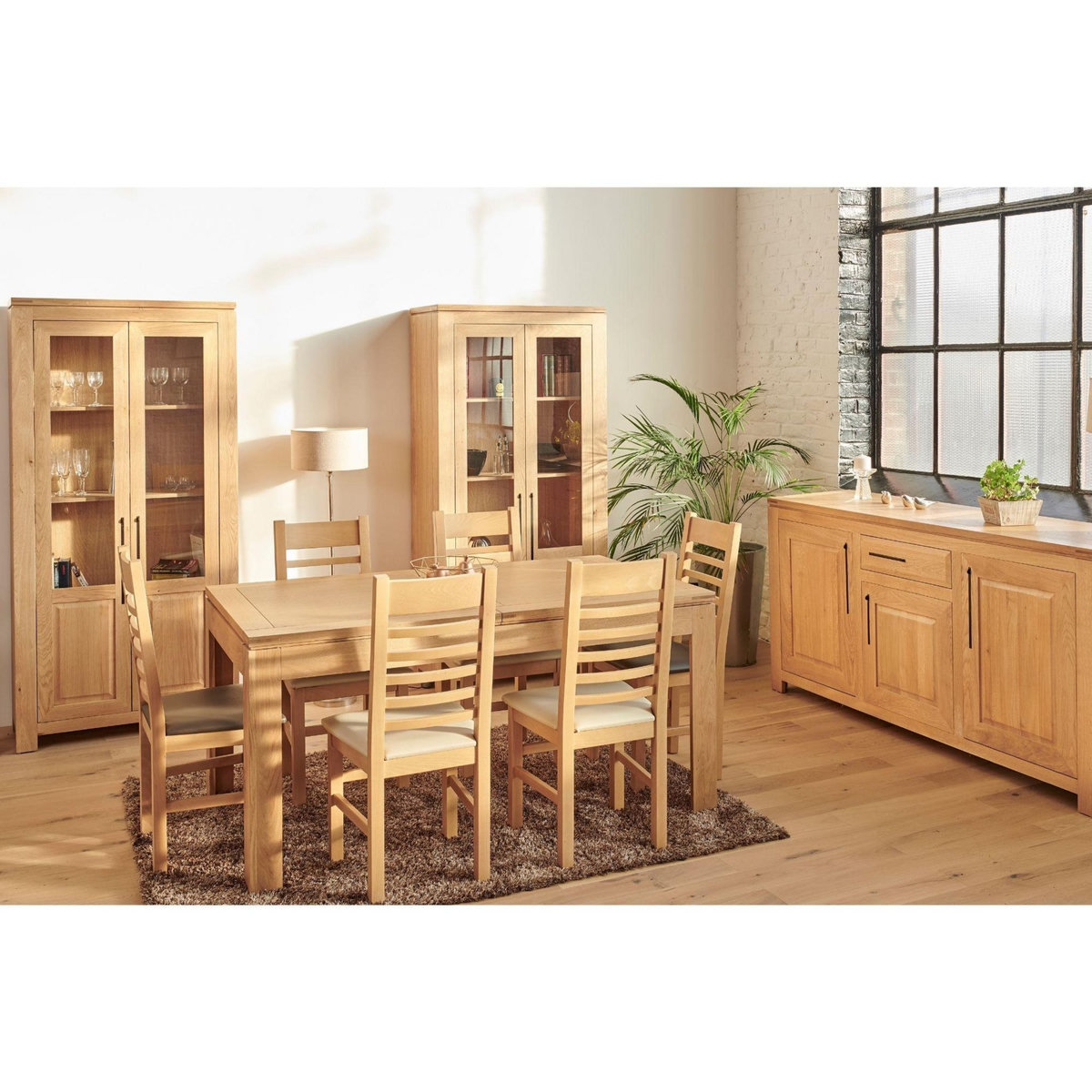 HELLIN Vitrine moderne en chêne clair - BOSTON