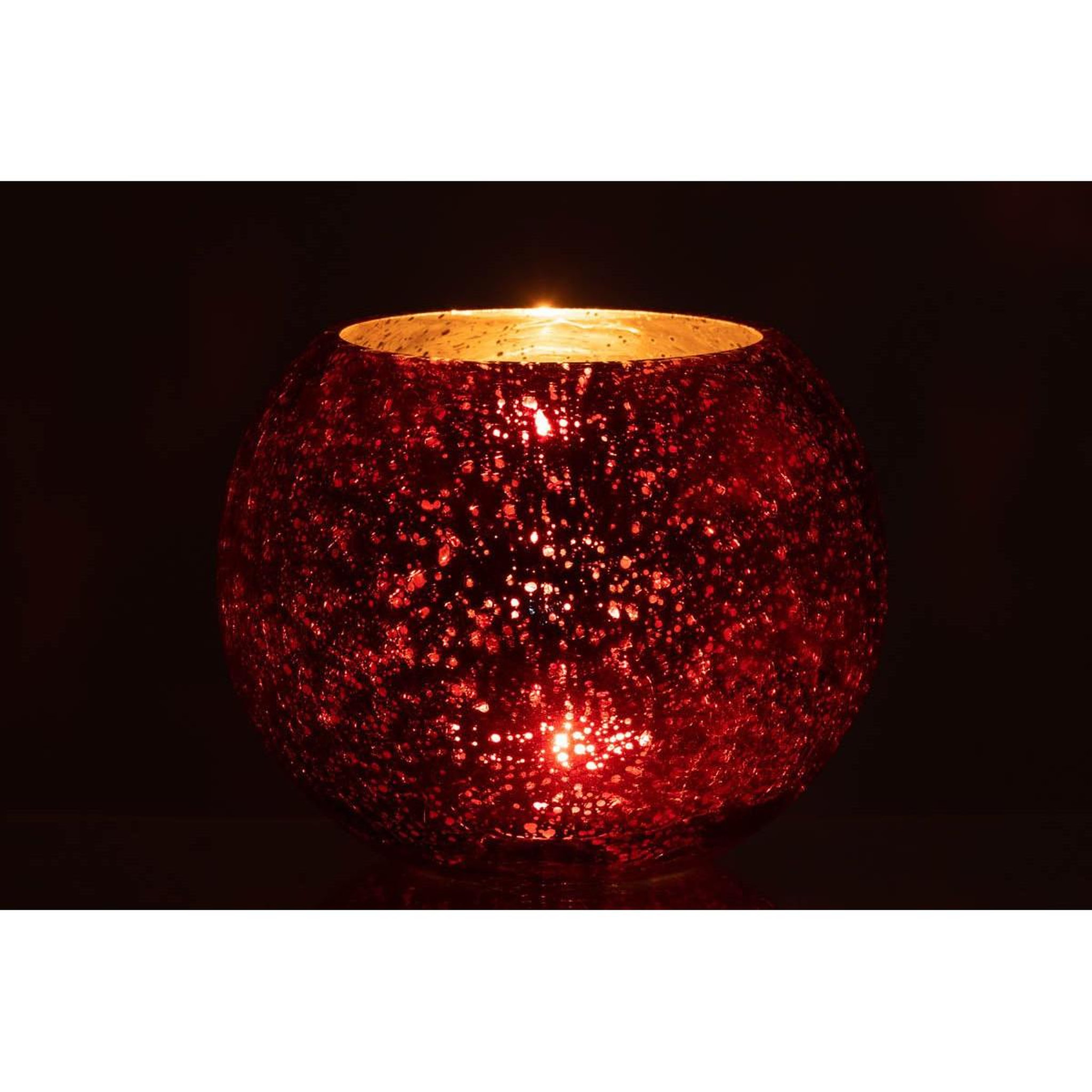 Voir la diapositive 3 : J-LINE Photophore Boule en Verre  Nacré  20cm Rouge