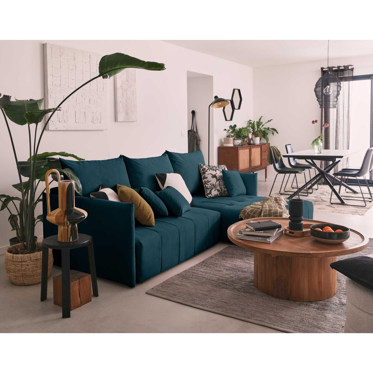 BEST MOBILIER Petra - canapé d'angle réversible - convertible avec coffre - 4 places - en velours