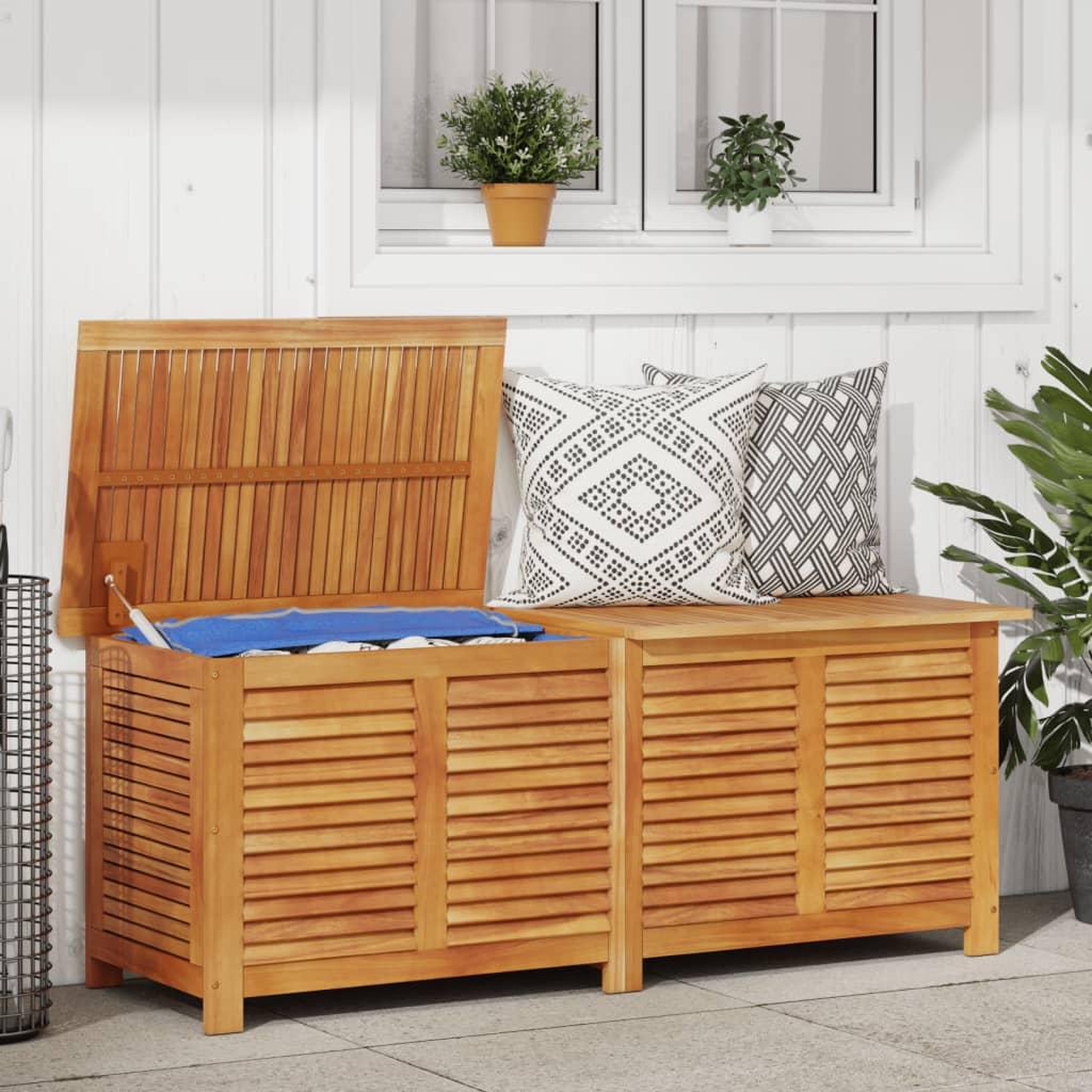 VIDAXL Boîte de rangement de jardin persiennes 150x50x56cm bois acacia