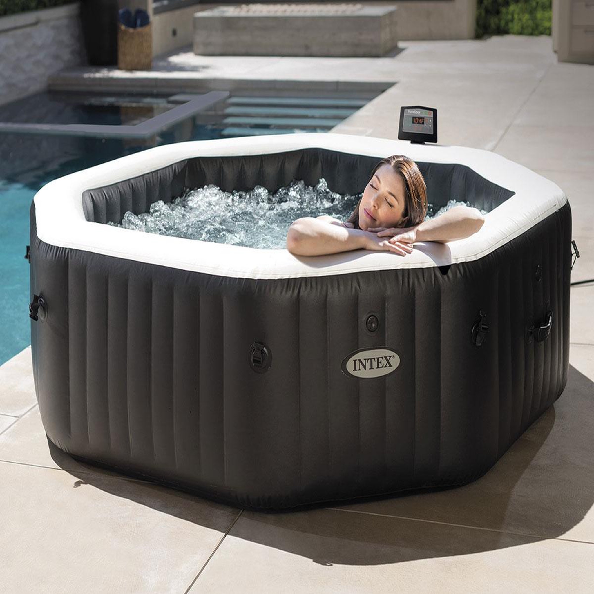 Voir la diapositive 2 : INTEX Spa gonflable PureSpa Carbone octogonal Bulles et Jets 6 places - Intex