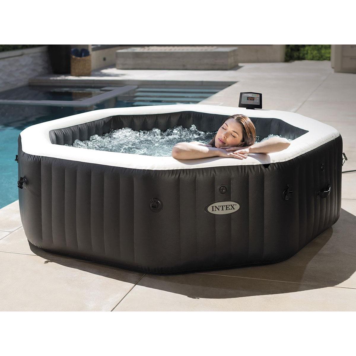 INTEX Spa gonflable PureSpa Carbone octogonal Bulles et Jets 6 places - Intex