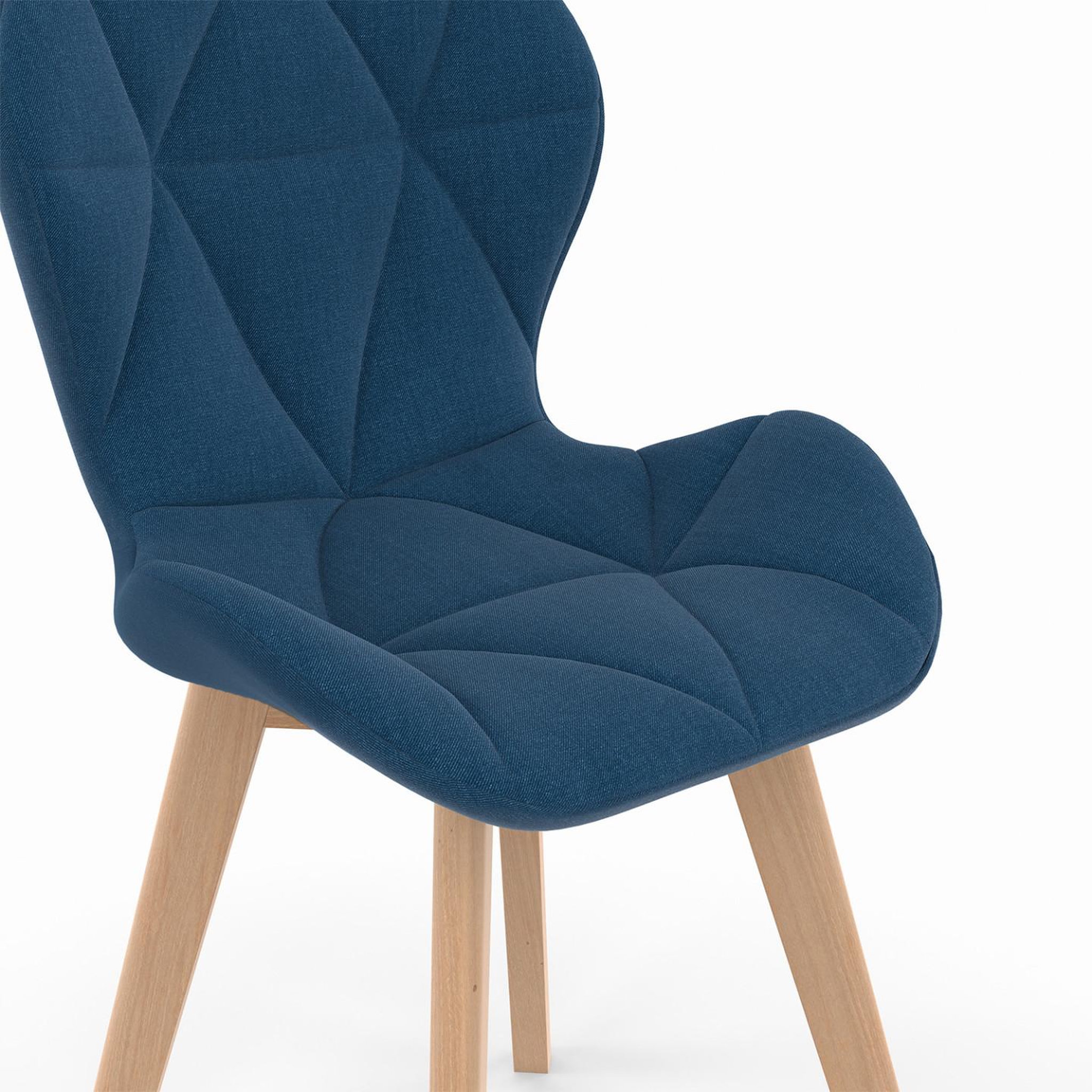 Voir la diapositive 6 : ID MARKET Lot de 4 chaises robine en tissu bleu canard pour salle à manger
