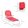 Voir la diapositive 3 : OUTSUNNY Bain de soleil pliable - transat inclinable 4 positions - chaise longue grand confort avec accoudoirs - métal époxy textilène - dim. 160L x 66l x 80H cm - rouge