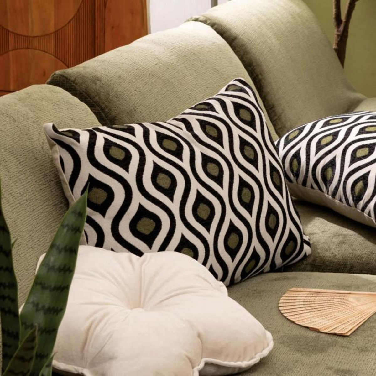 ATMOSPHERA Coussin Déco Jacquard  Twisted Lime  38x58cm Multicolore