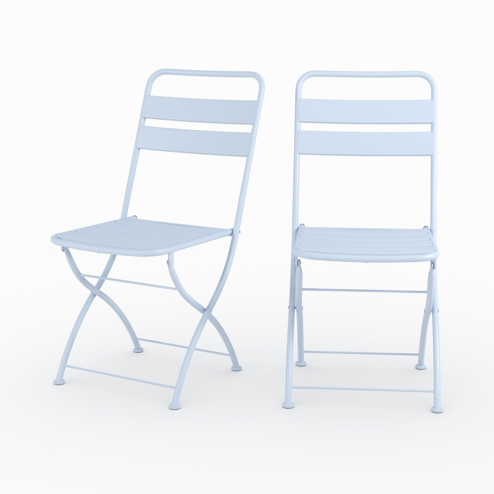 MAISON PAVANE Lot de 2 chaises de jardin en métal bleu pastel, pliantes-yumi