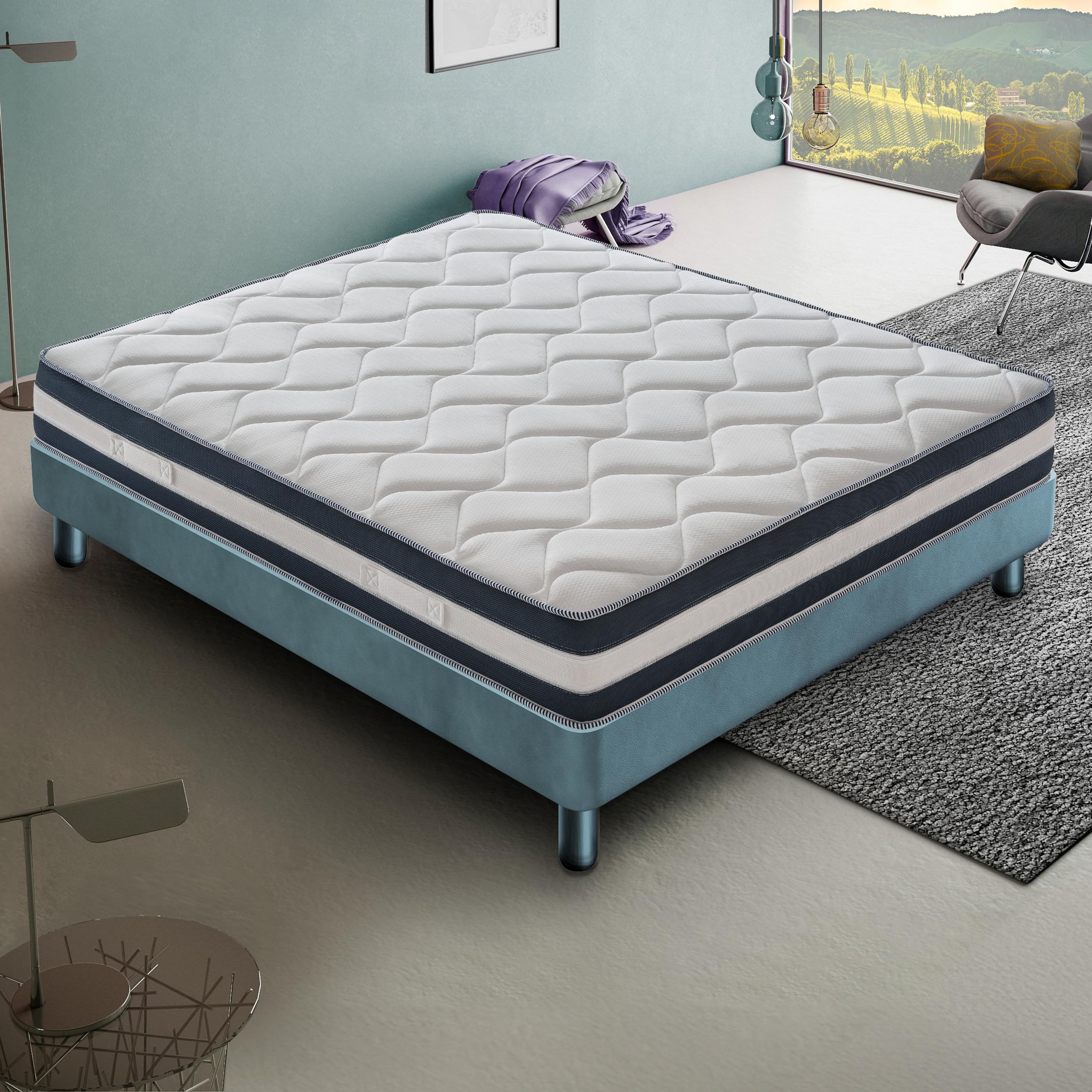 ILOVESLEEP Matelas Mousse FANTASMA - Accueil Mémoire De Forme - Epaisseur 25 Cm. Coloris disponibles : Blanc