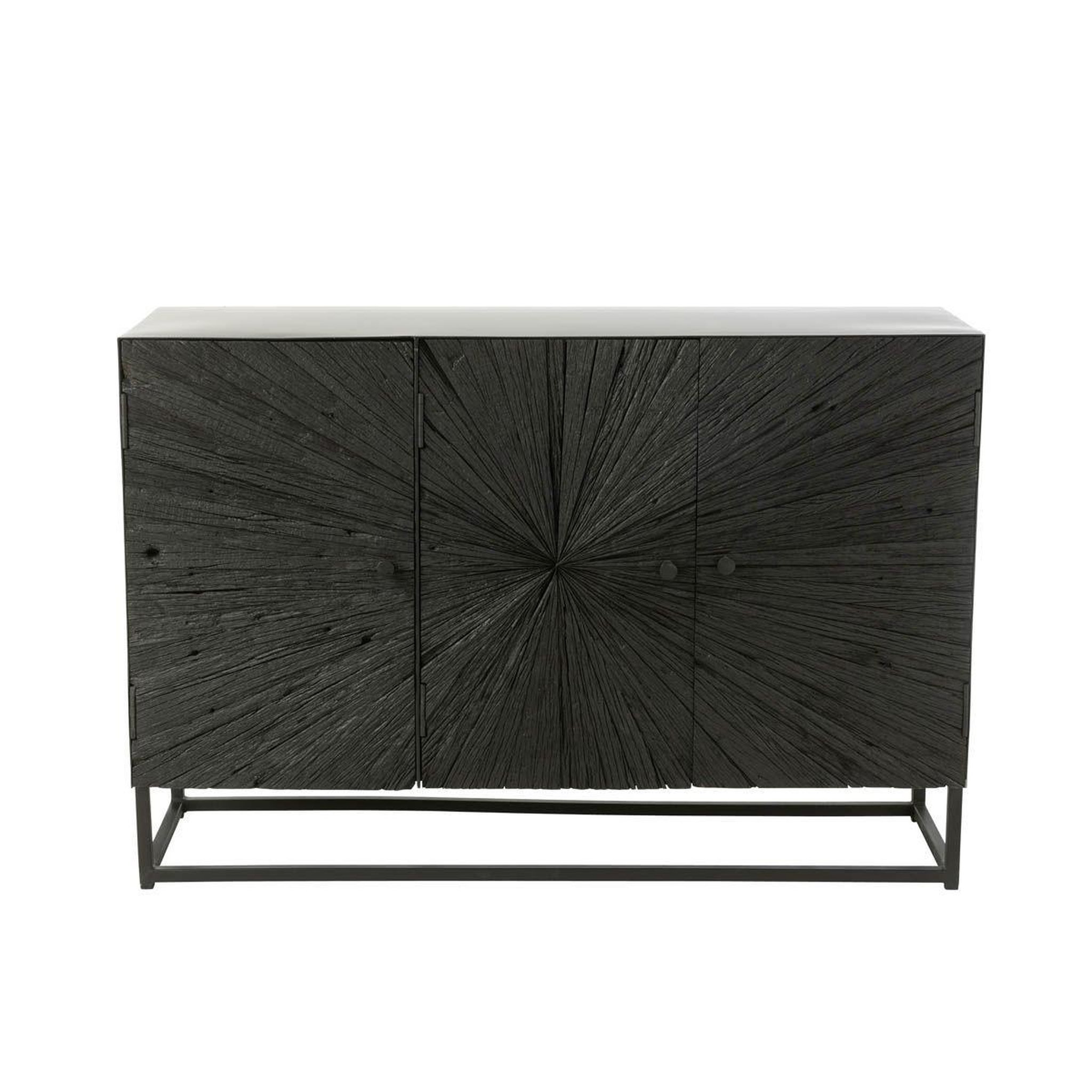 Voir la diapositive 5 : J-LINE Buffet 3 portes en bois  shanil  120cm noir