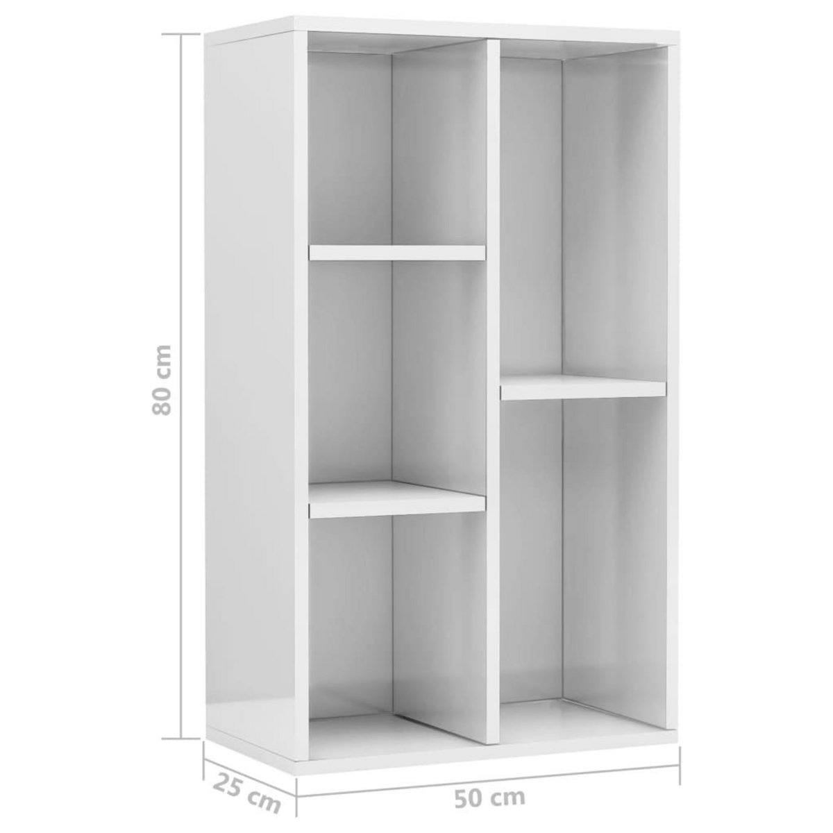 VIDAXL Bibliotheque/buffet blanc brillant 50x25x80cm Bois d'ingenierie