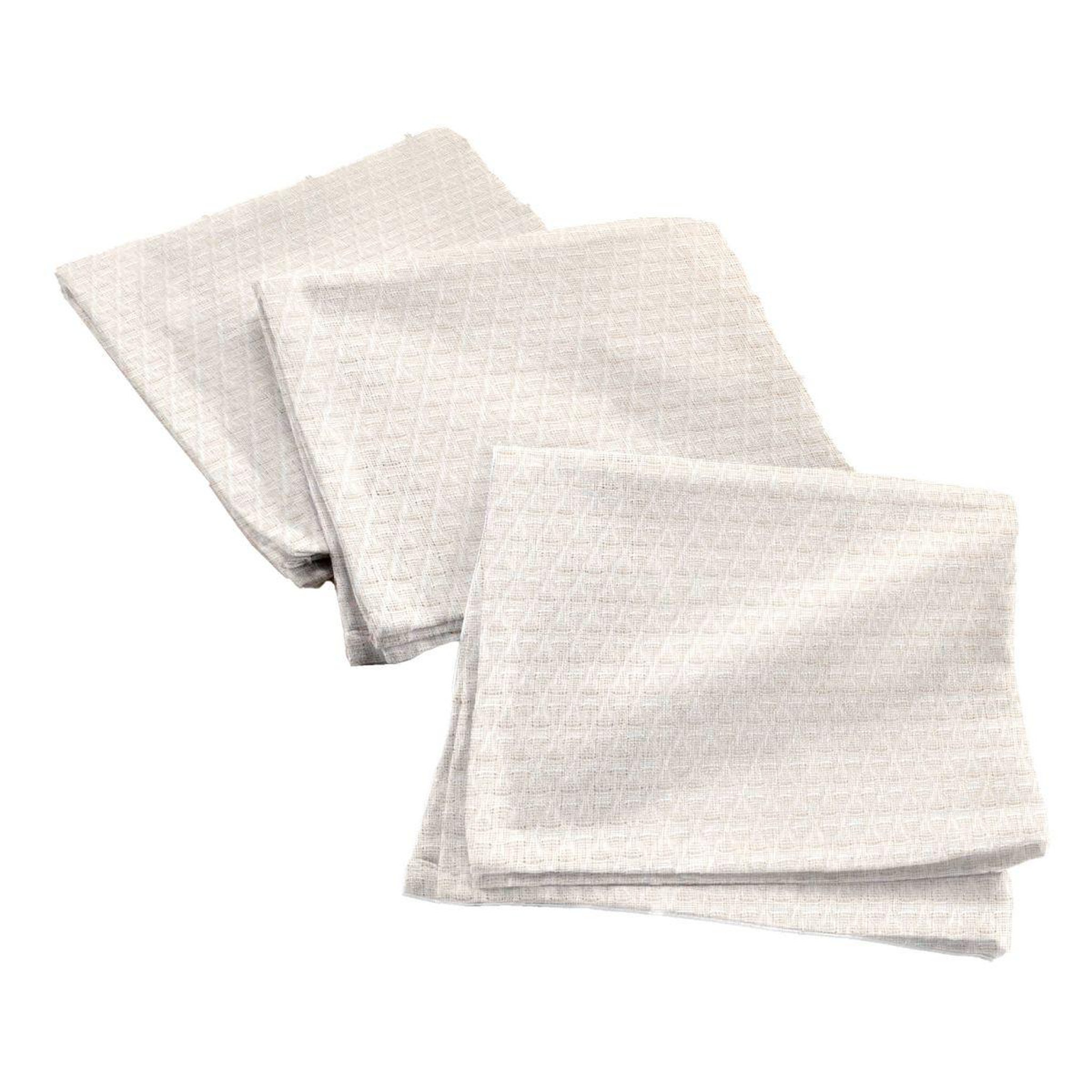 Douceur d'Intérieur Lot de 3 serviettes de table jacquard  stella  40x40cm blanc