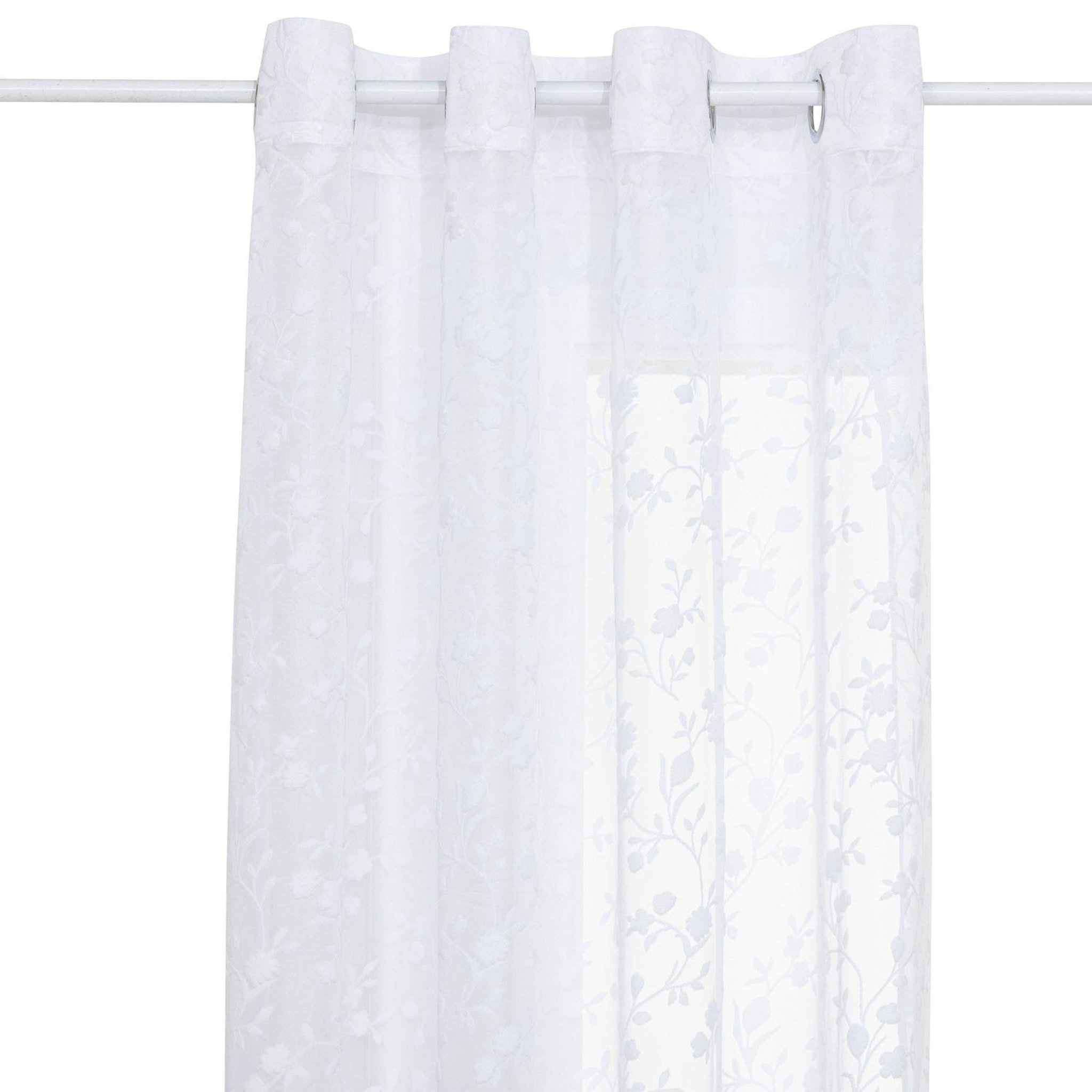 ATMOSPHERA Voilage à motif fleuri lazi - 140 x 240 cm - blanc