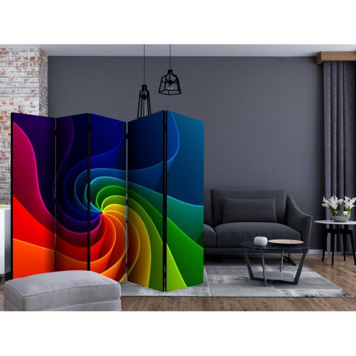 Paris Prix Paravent 5 Volets  Colorful Pinwheel  172x225cm