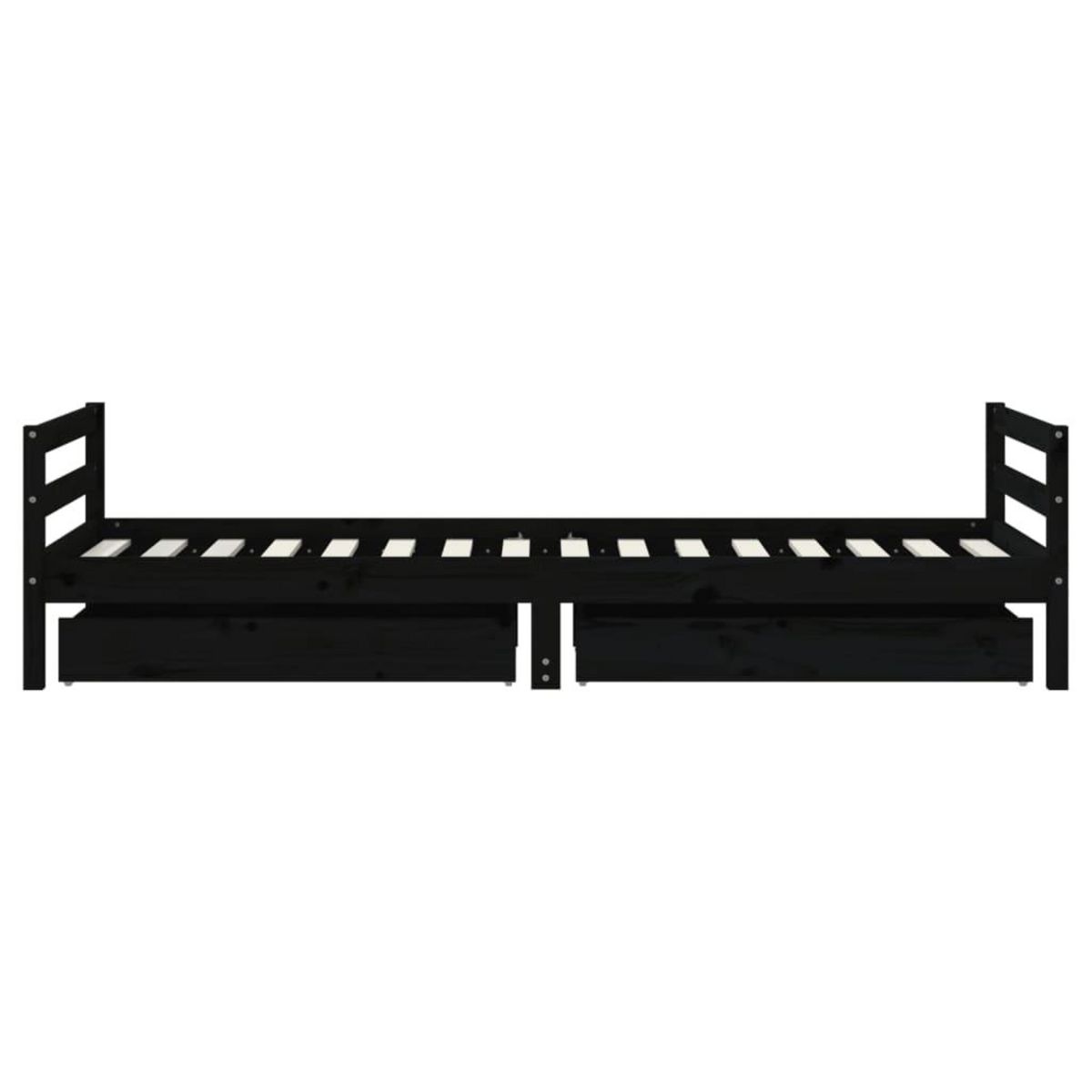 VIDAXL Cadre de lit enfant avec tiroirs noir 90x200 cm bois pin massif