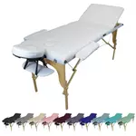 VIVEZEN Table de massage pliante 3 zones en bois avec panneau Reiki + Accessoires et housse de transport. Coloris disponibles : Noir, Bleu, Violet, Beige, Rose, Blanc, Gris, Vert