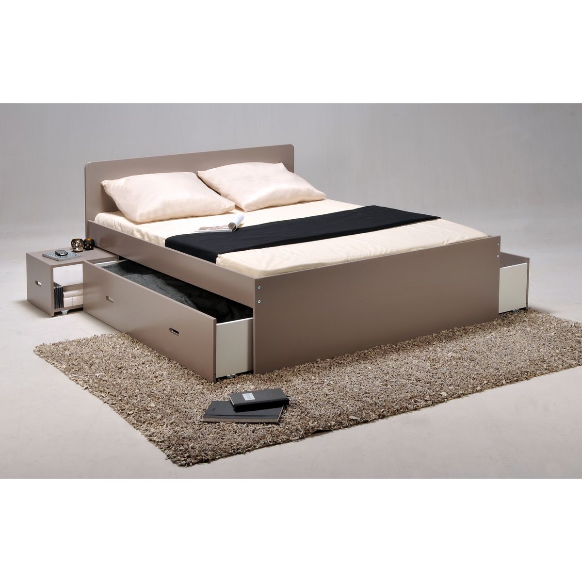 Lit XENA 140 x 190 cm avec chevets et tiroirs