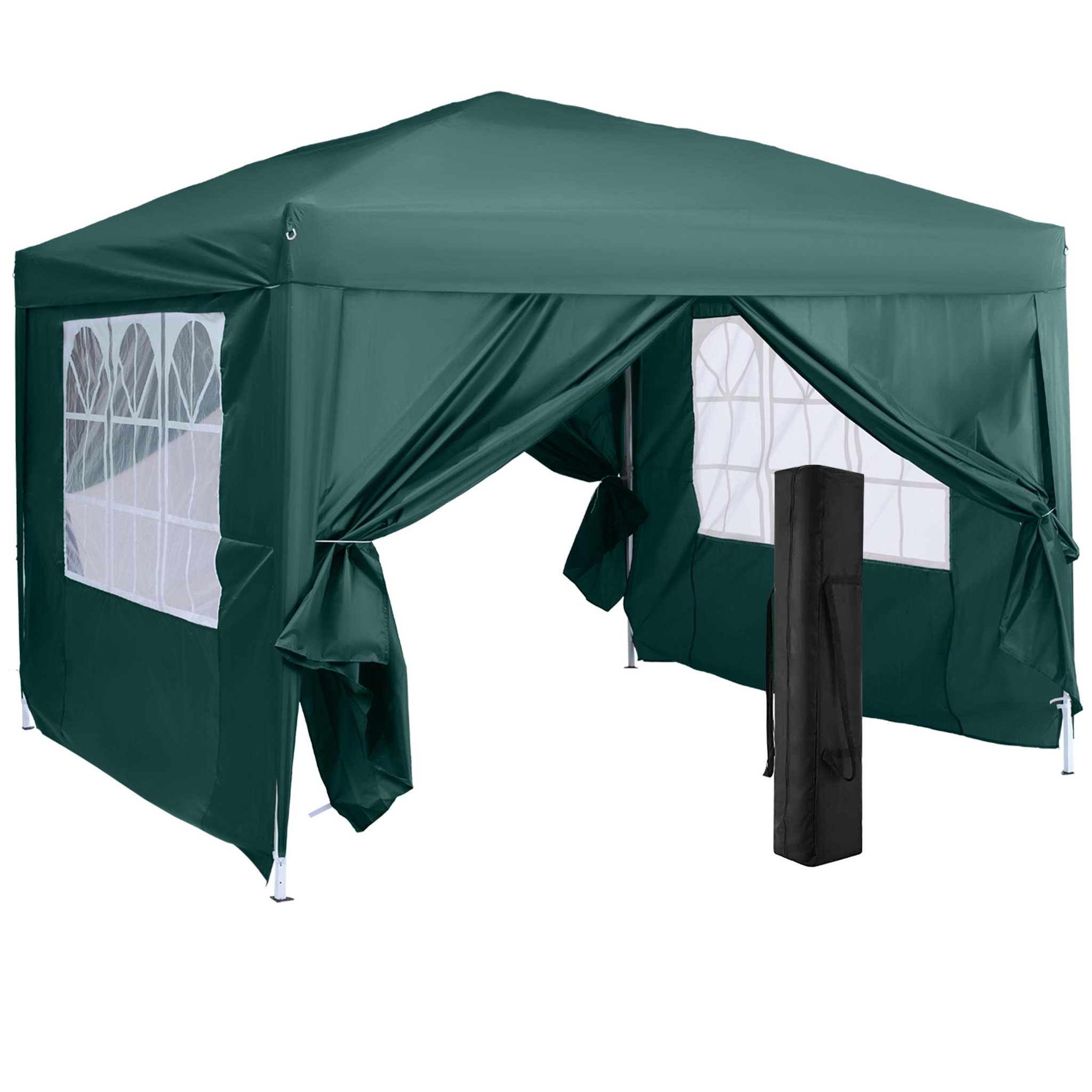 Voir la diapositive 1 : OUTSUNNY Tonnelle barnum tente de réception pliante 3 x 3 x 2,55 m avec fenêtres + sac de transport vert