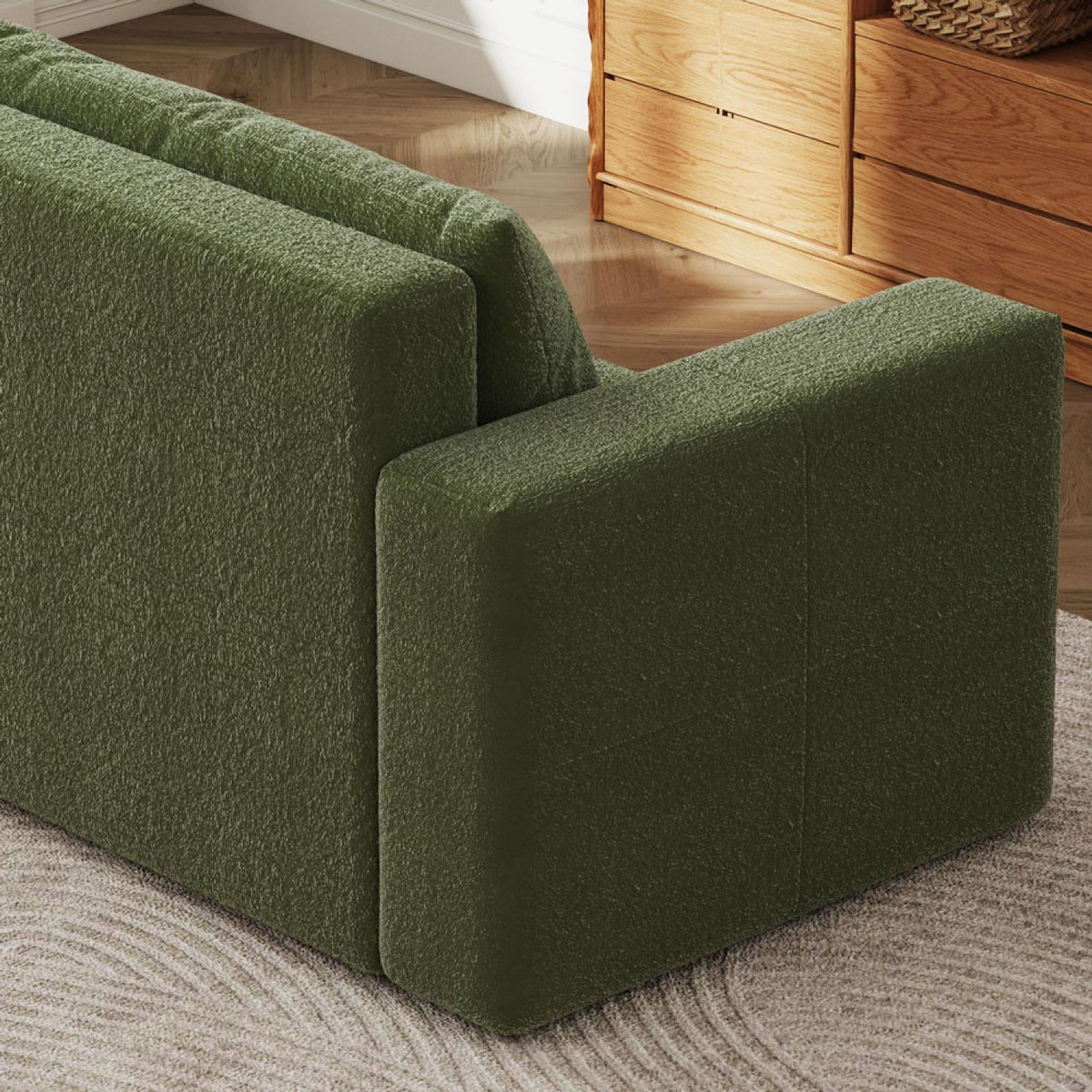 CONCEPT USINE Canapé convertible 3 places avec coffre en bouclette vert CANTERBURY