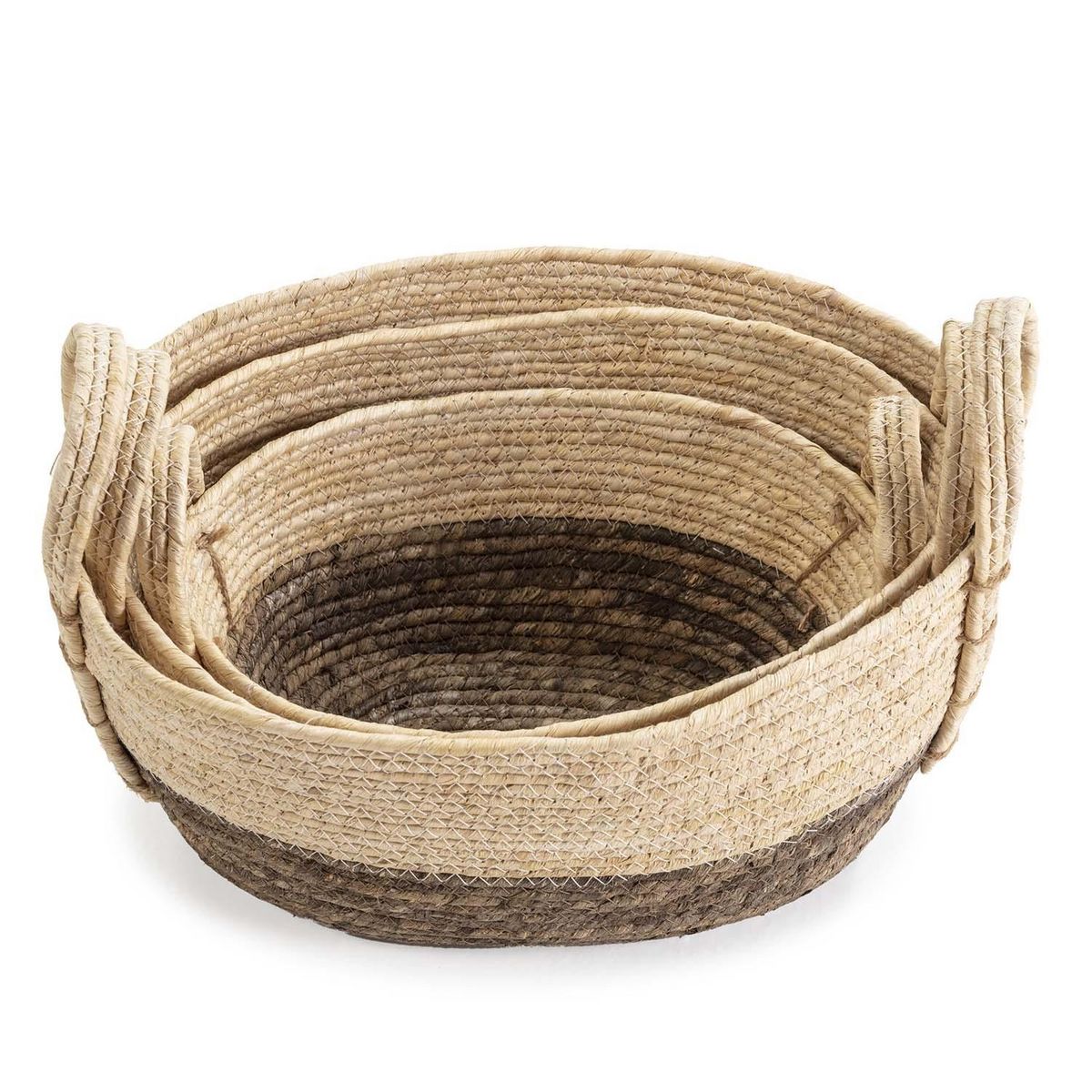 VS VENTA-STOCK Set de 3 paniers Xiana fibre naturelle, blanc/marron