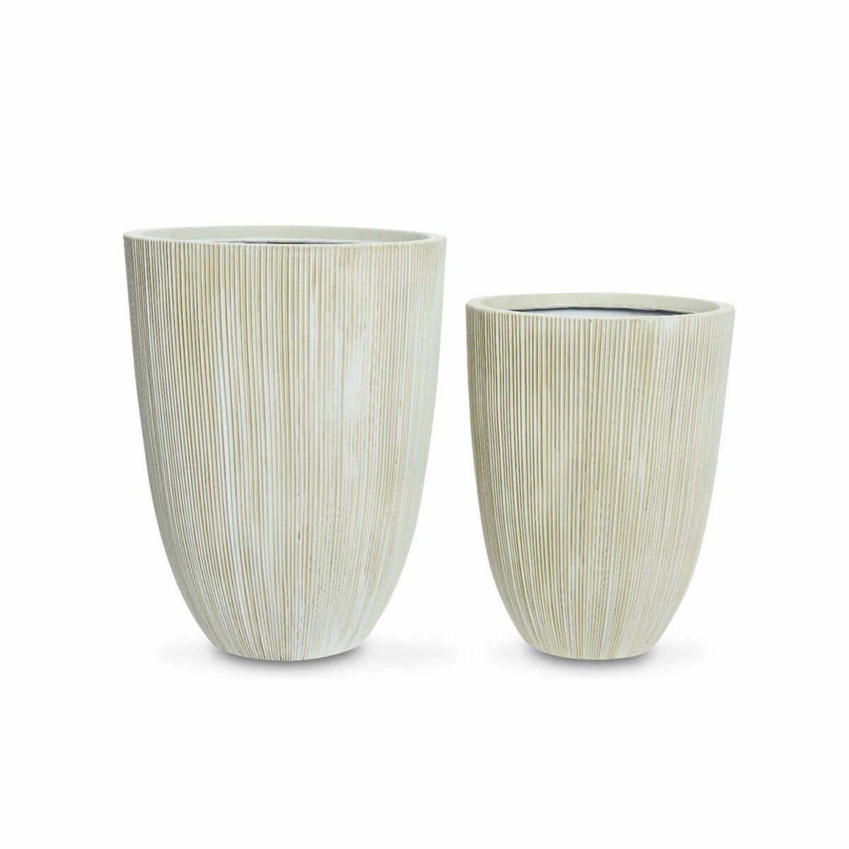  Set de 2 bacs à fleurs – TIARE – vases en plastique, 2 tailles, cylindriques, gris foncé, emboitables