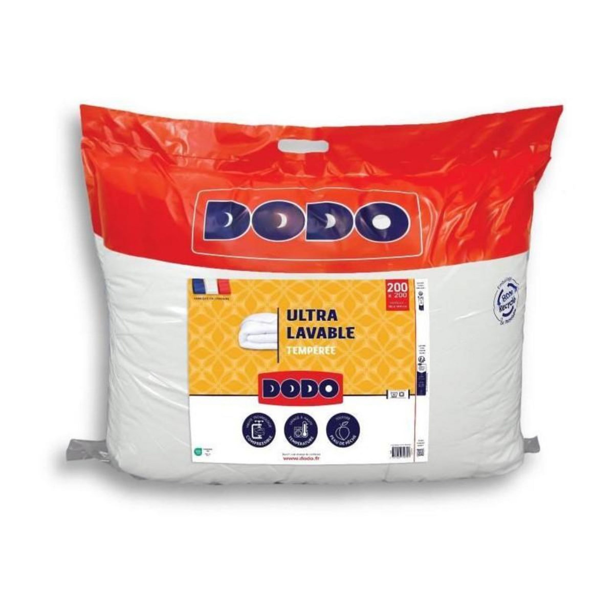 DODO DODO - Couette tempérée 300 g/m² - ULTRA LAVABLE - 200 x 200 cm - Blanc
